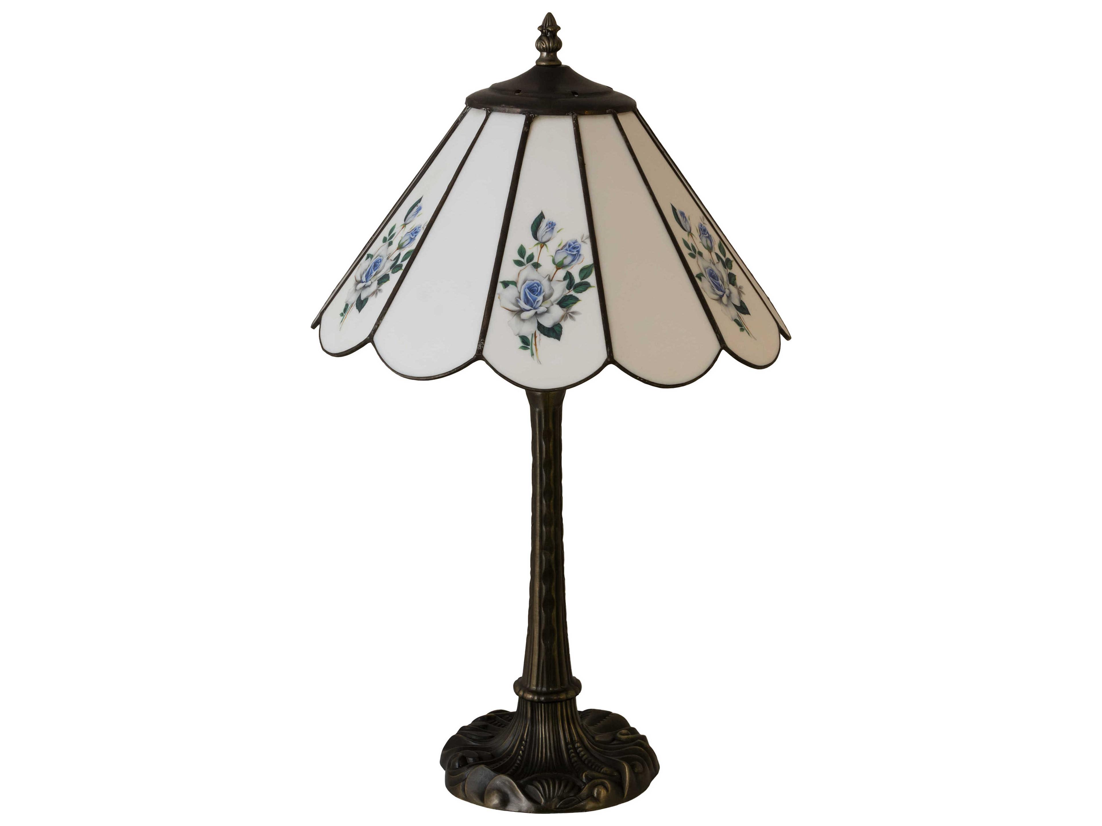 Meyda Roses Glass Green Blue White Table Lamp