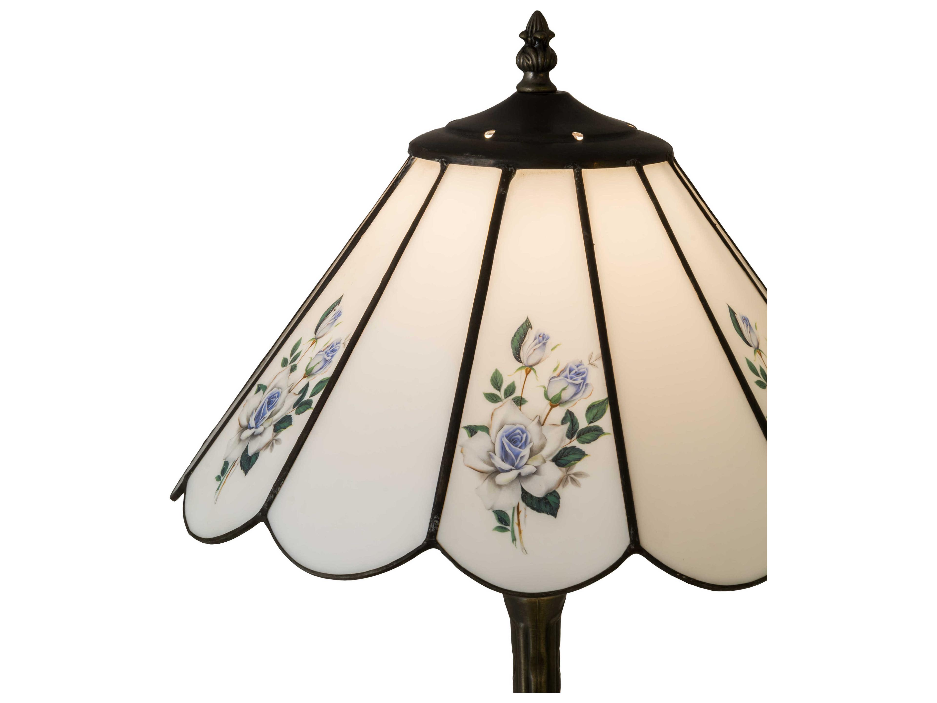 Meyda Roses Glass Green Blue White Table Lamp