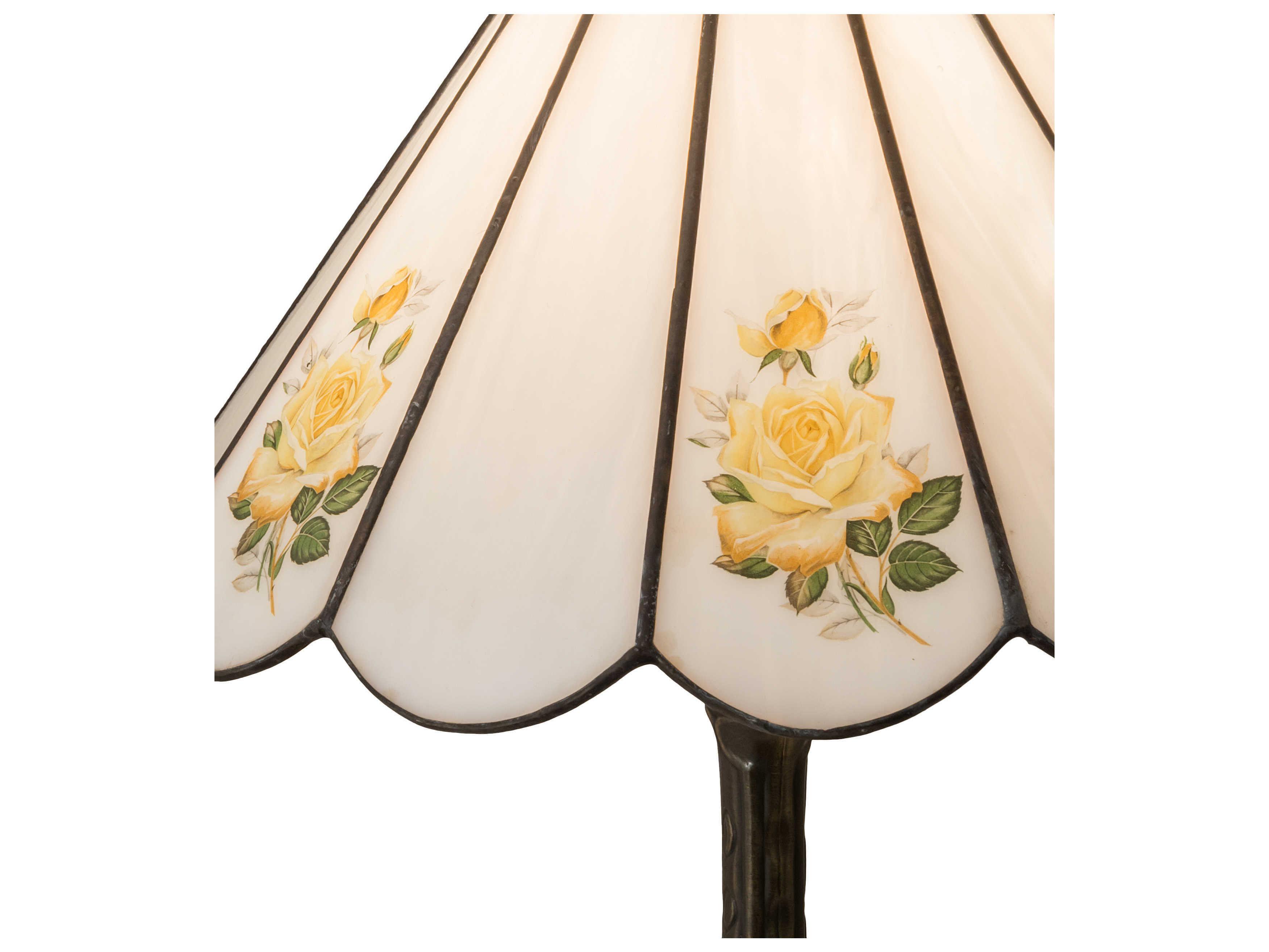 Meyda Roses Glass Sunflower Green White Yellow Table Lamp