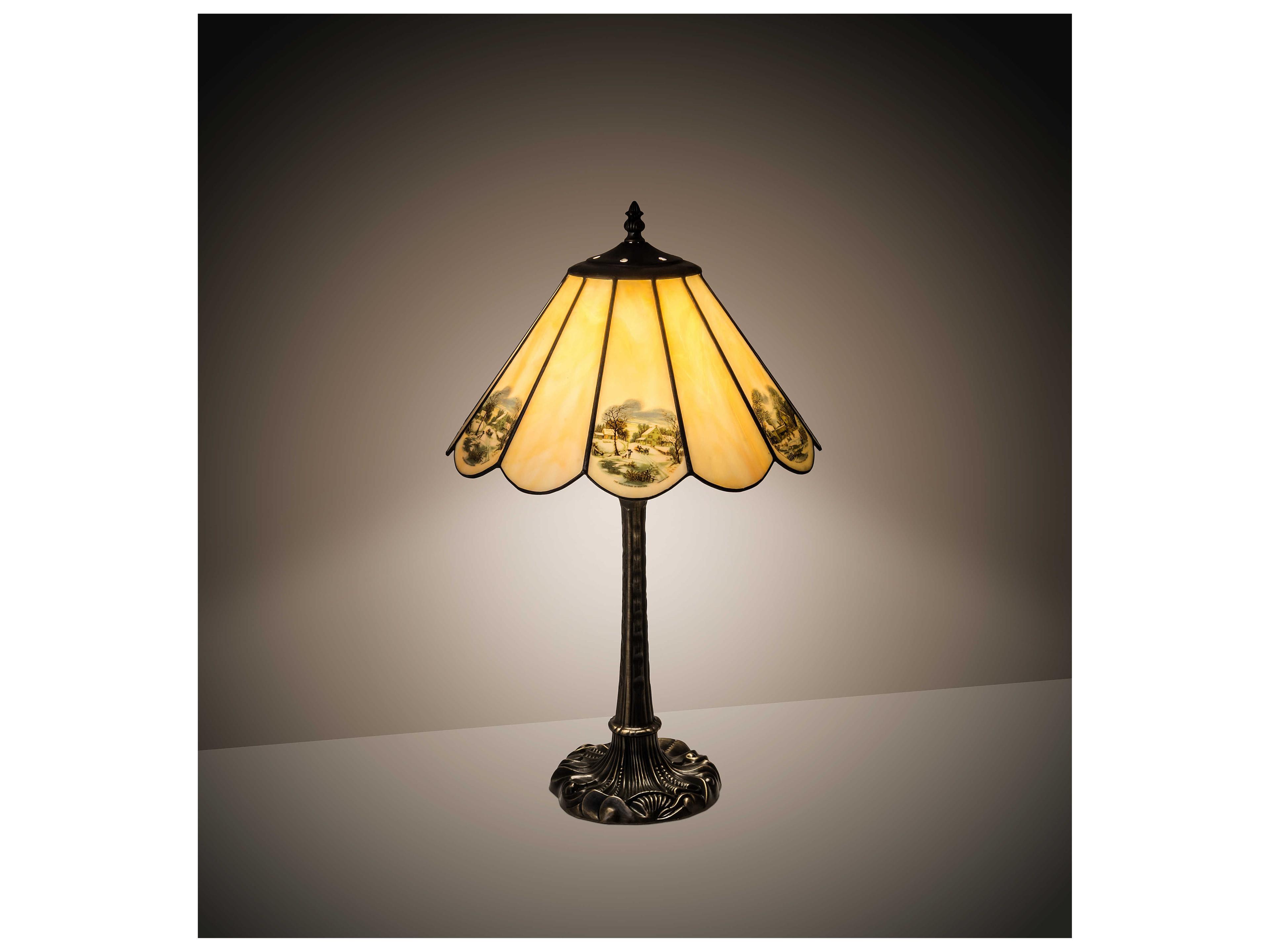 Meyda Americana Glass Green Blue Beige White Off Table Lamp