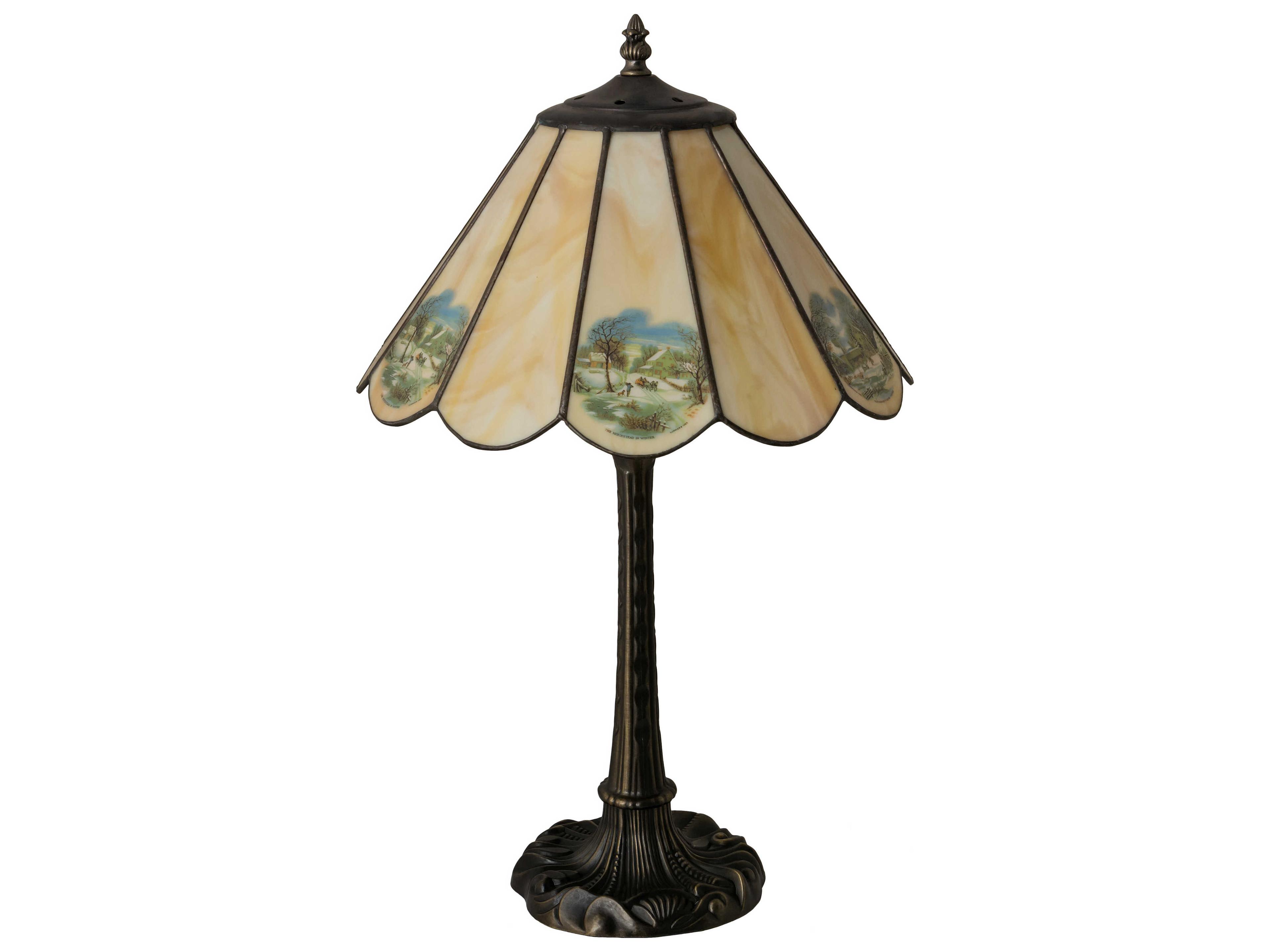 Meyda Americana Glass Green Blue Beige White Off Table Lamp