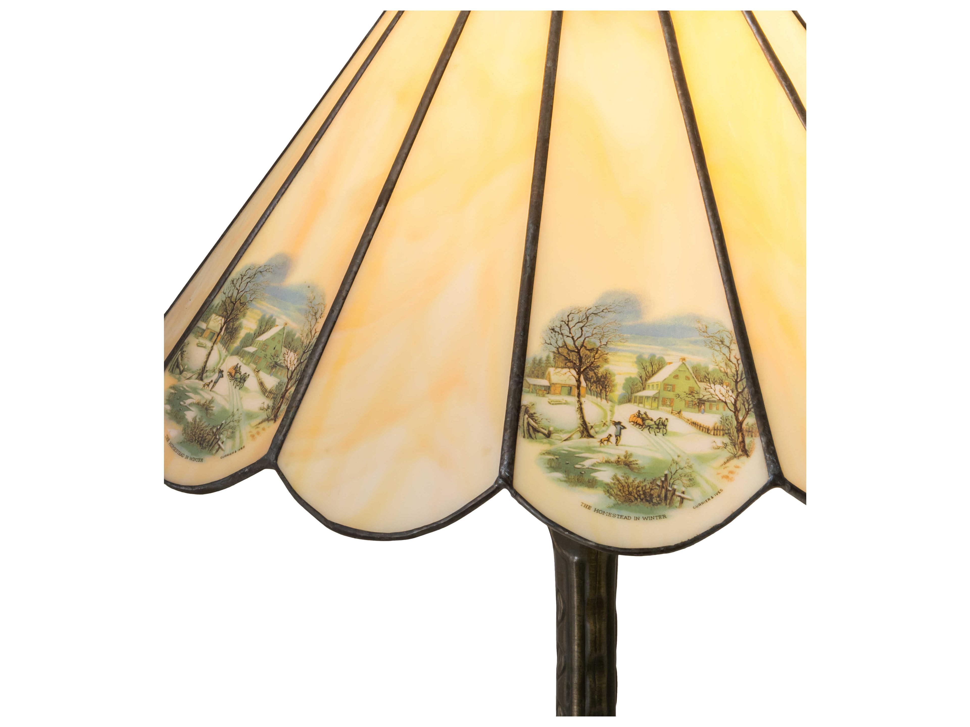 Meyda Americana Glass Green Blue Beige White Off Table Lamp