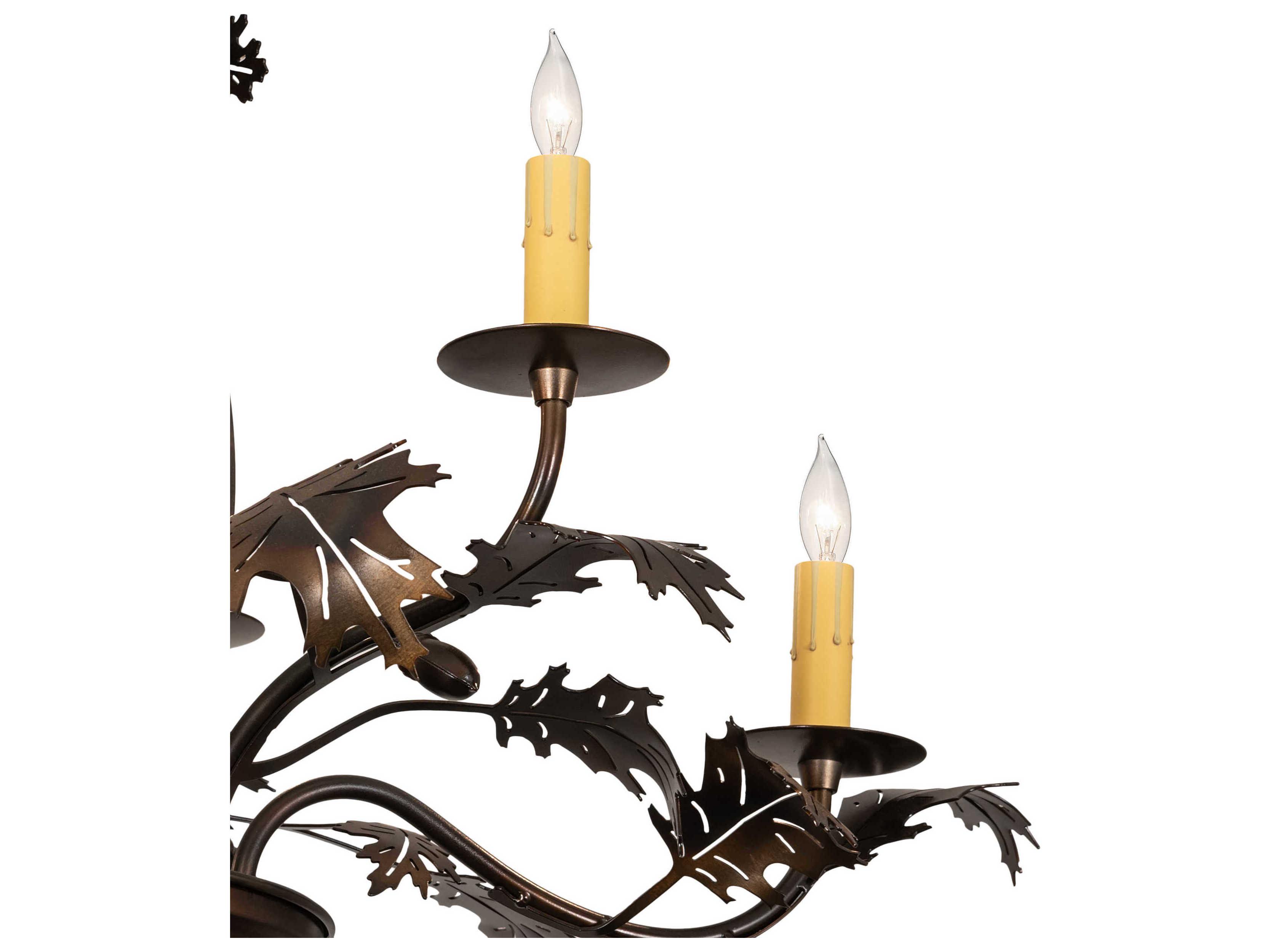 Meyda Oak Leaf & Acorn 6-Light Antique Copper Candelabra Chandelier