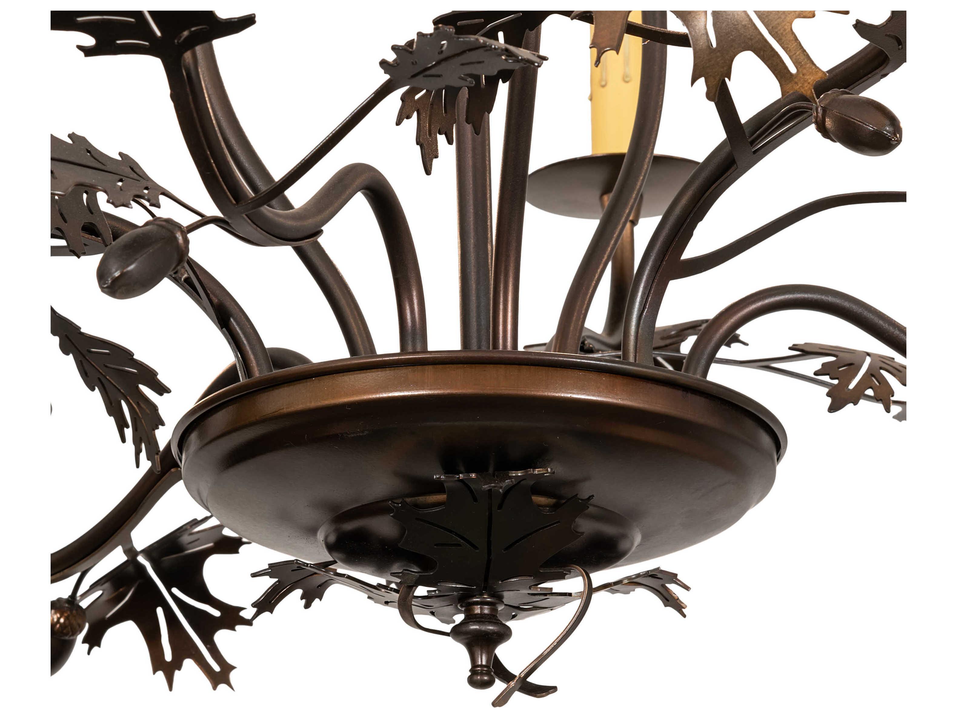 Meyda Oak Leaf & Acorn 6-Light Antique Copper Candelabra Chandelier
