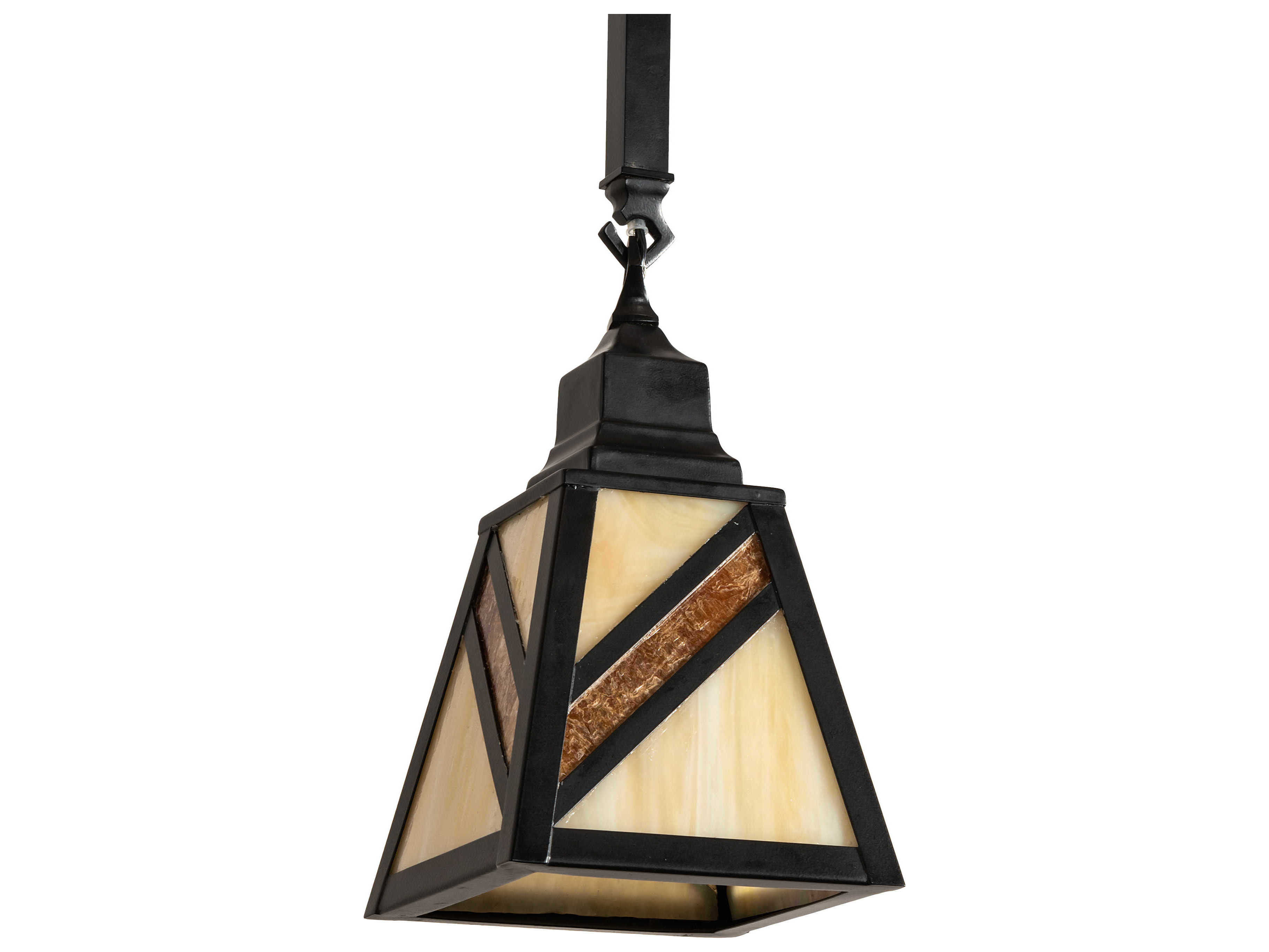 Meyda Santa Fe 1-Light Black Beige Amber Mica Brown Glass Mini Pendant
