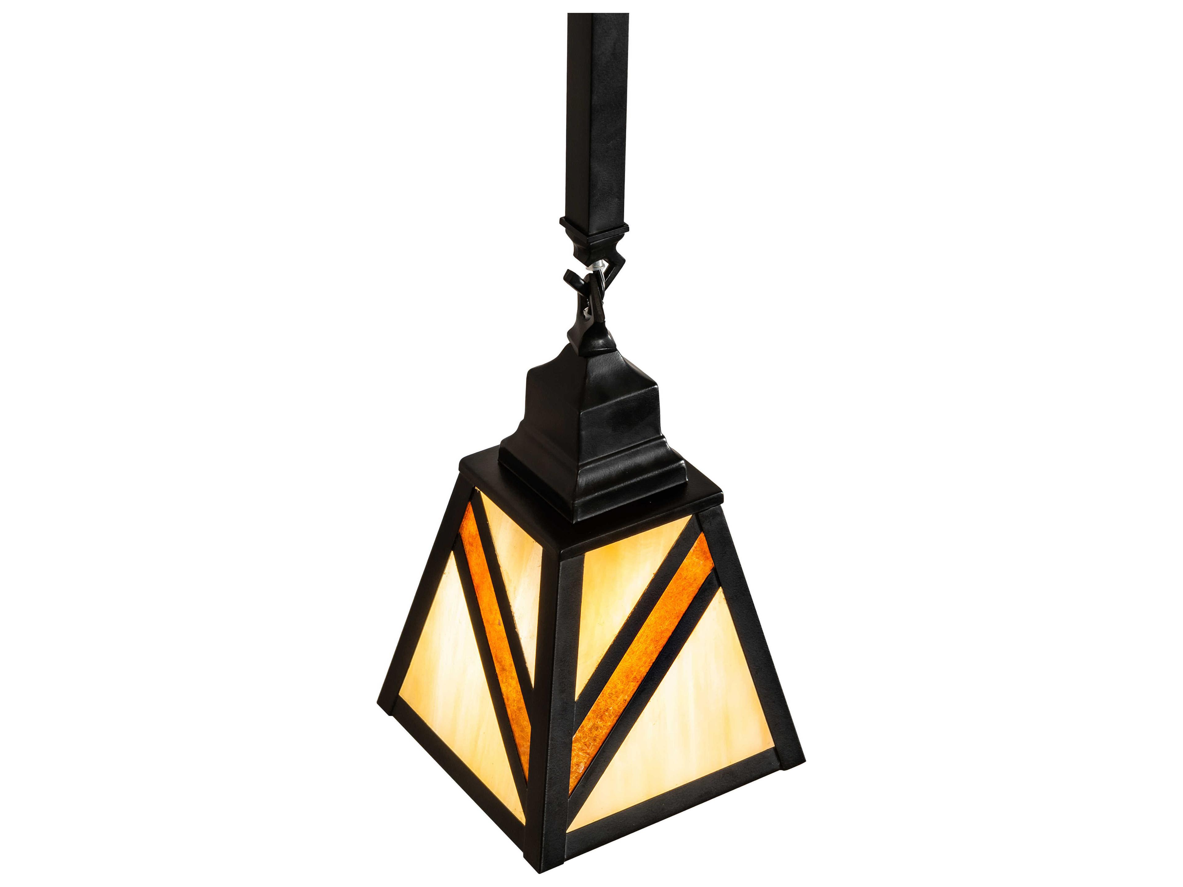 Meyda Santa Fe 1-Light Black Beige Amber Mica Brown Glass Mini Pendant