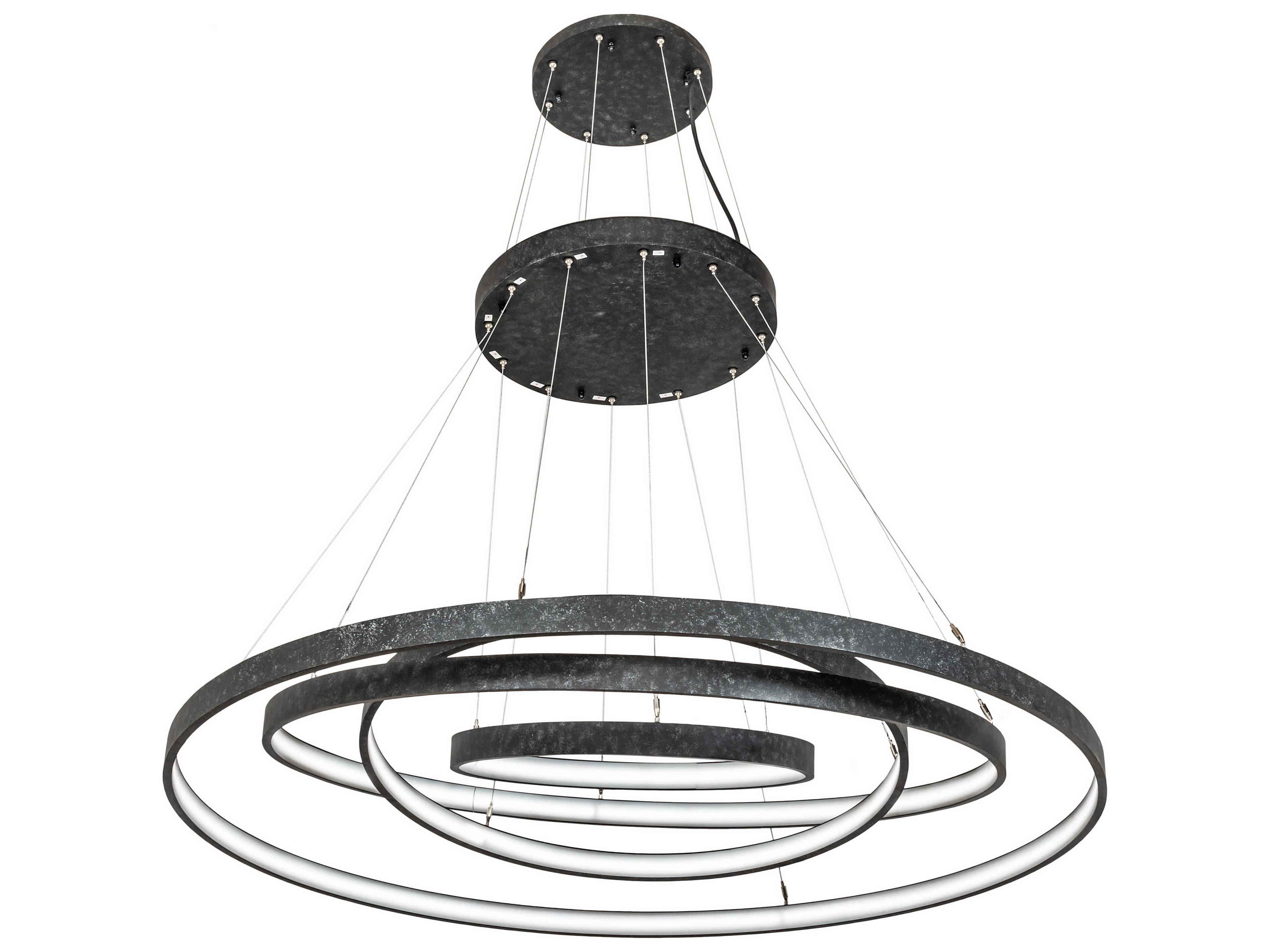 Meyda Anillo Black White Grey LED Round Tiered Pendant