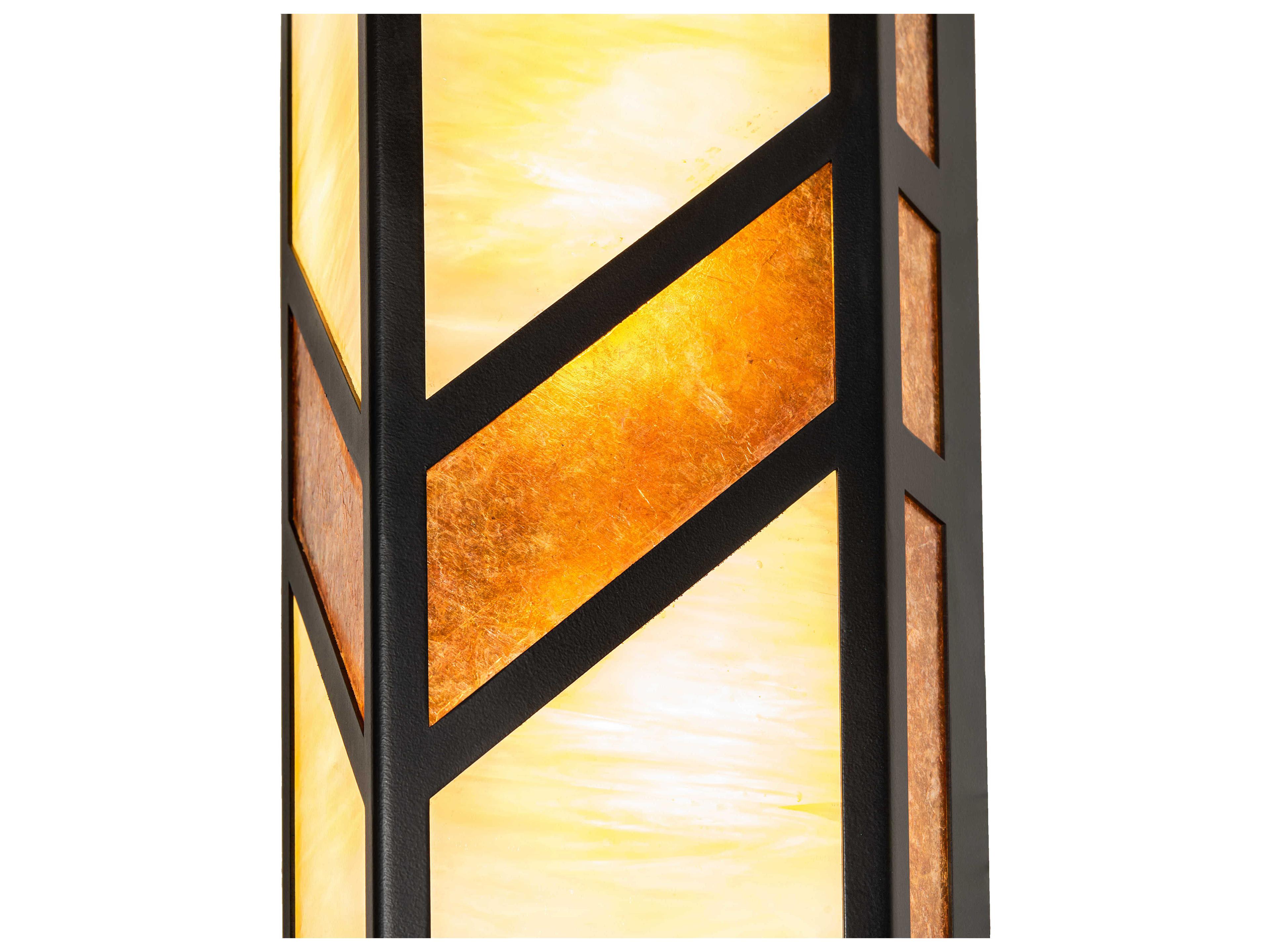 Meyda Santa Fe 2-Light Black Beige Amber Mica Brown Glass LED Wall Sconce