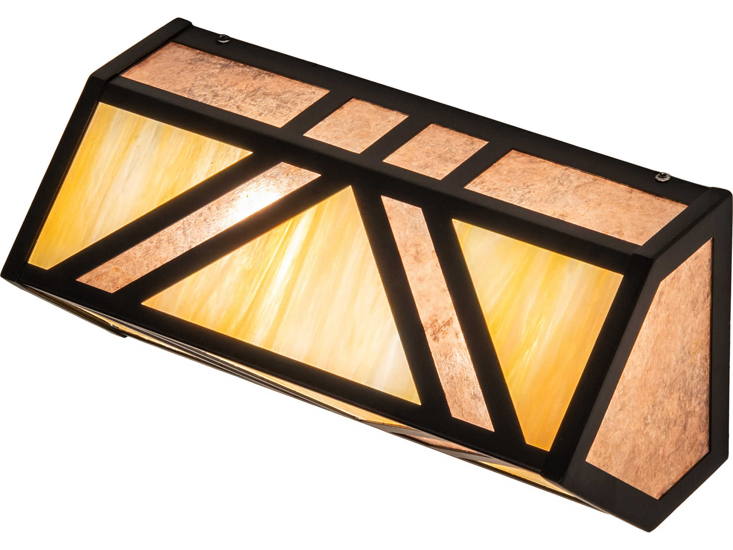 Meyda Santa Fe 2-Light Black Beige Silver Mica Off White Glass LED Vanity Light