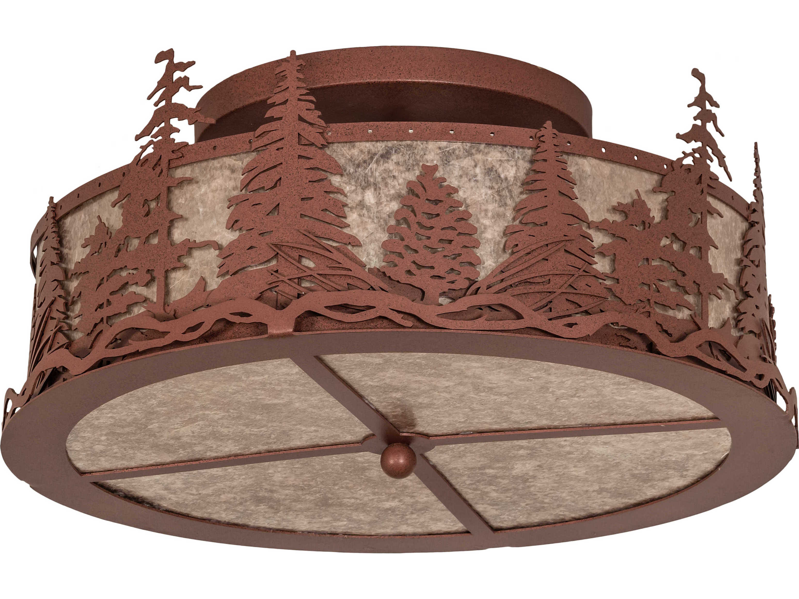 Meyda Tall Pines 4-Light Rust Brown Drum Flush Mount