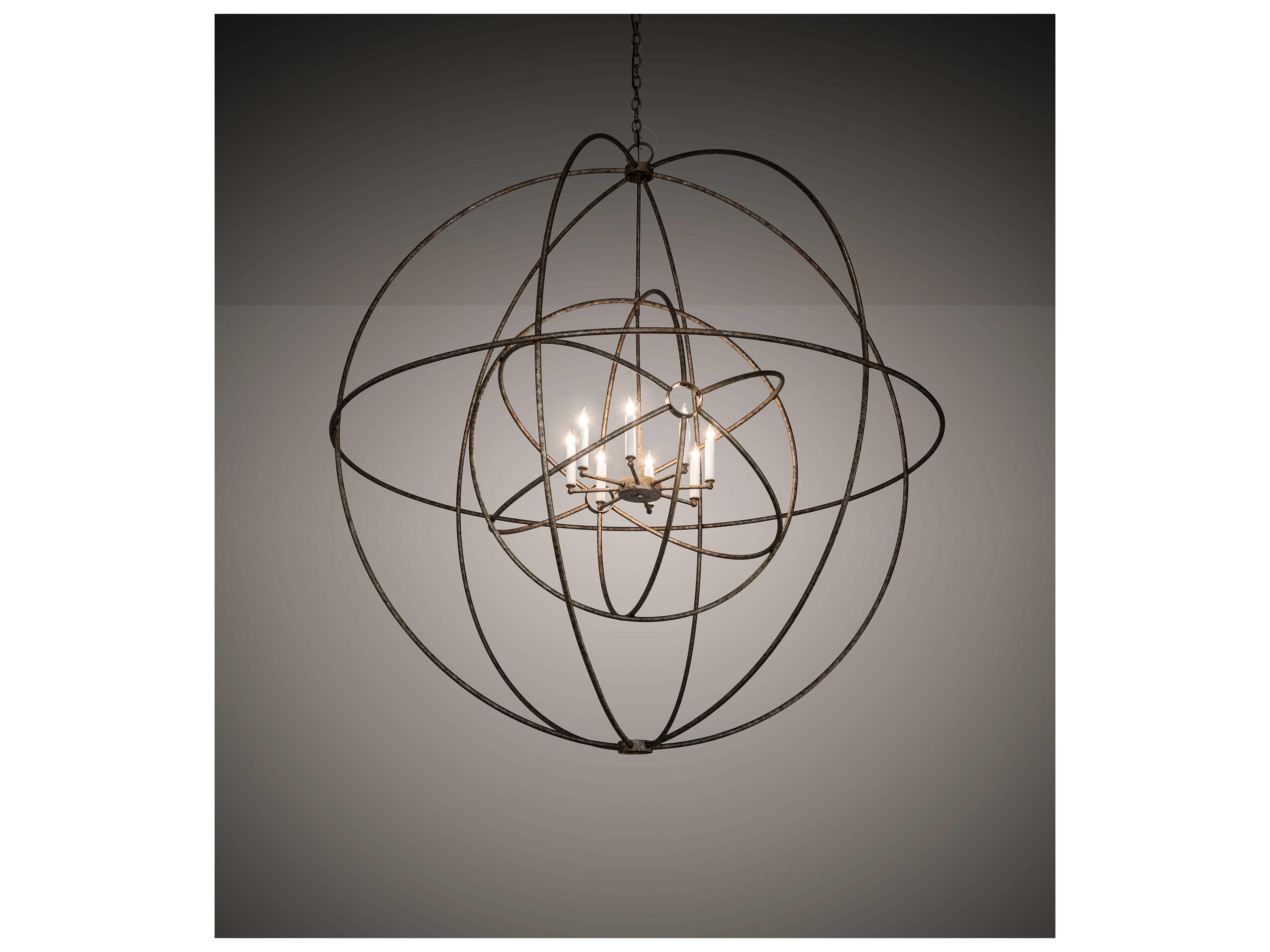 Meyda Atom Enerjisi 8-Light Grey Candelabra Geometric Chandelier