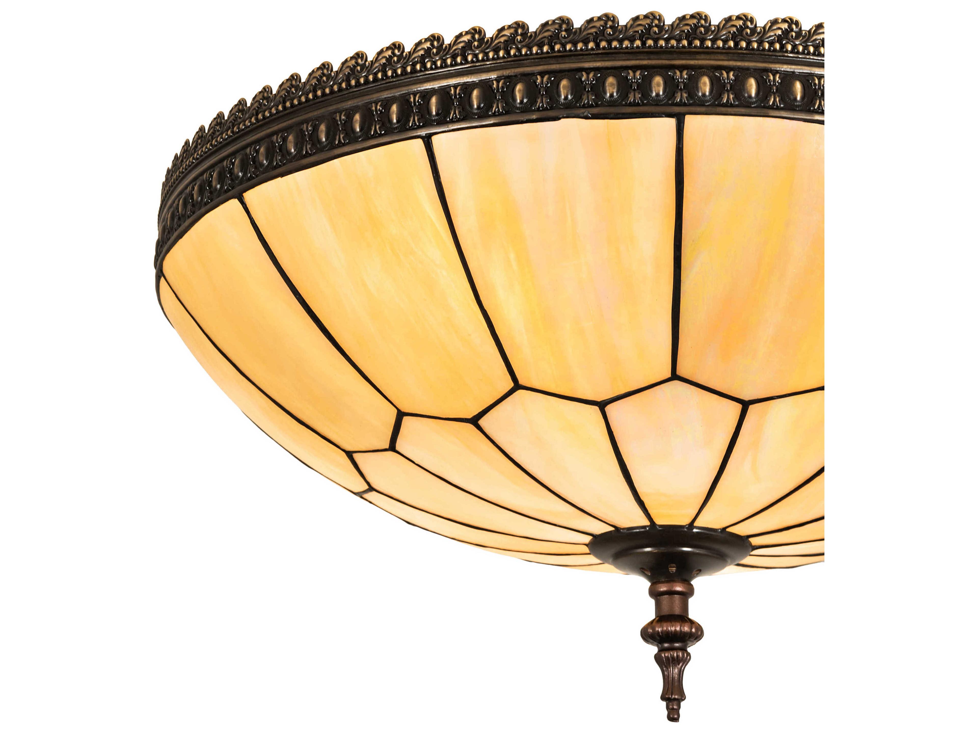 Meyda Vincent Honeycomb 4-Light Mauve Beige Brown Glass Tiffany Bowl Flush Mount