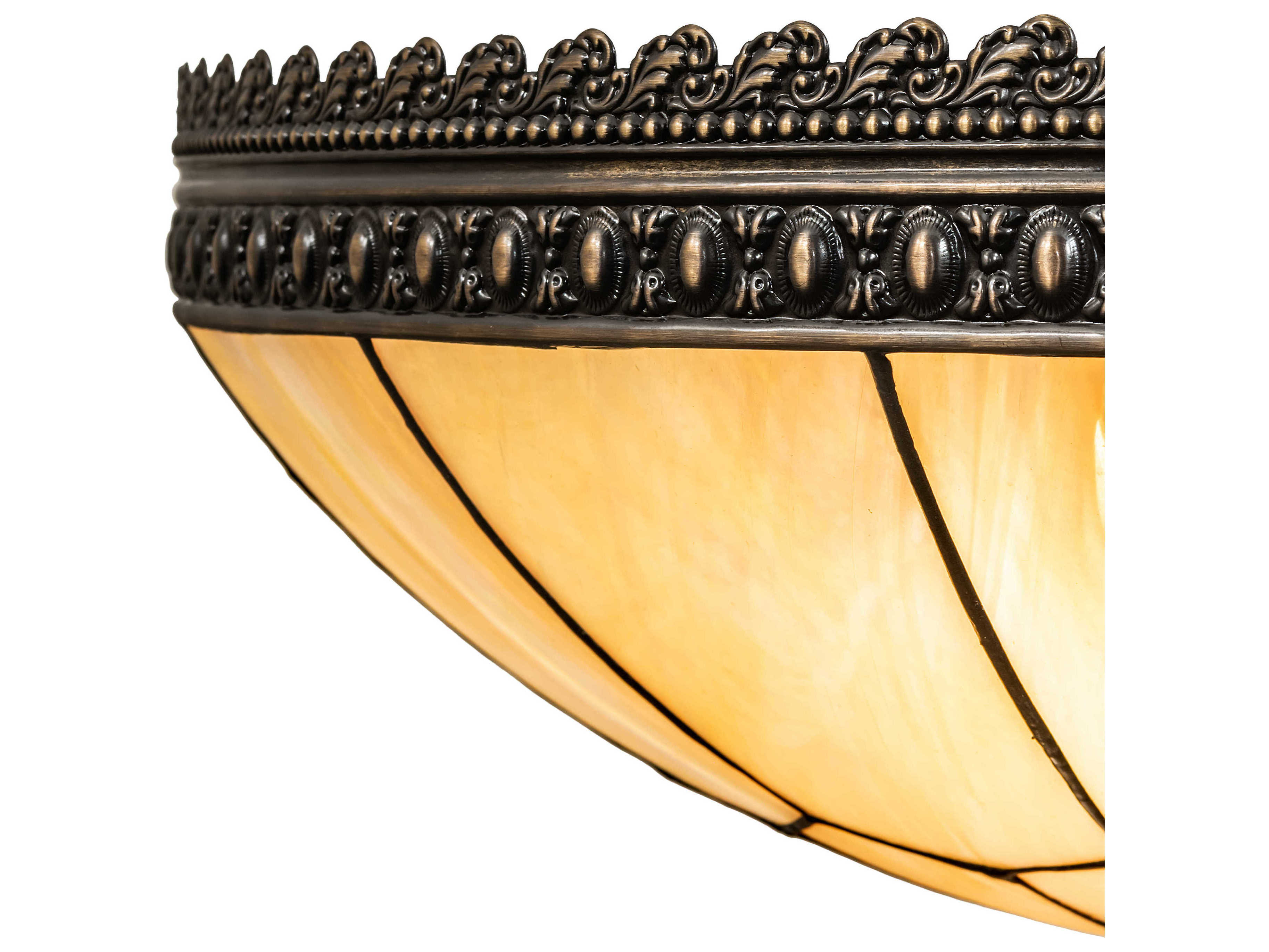 Meyda Vincent Honeycomb 4-Light Mauve Beige Brown Glass Tiffany Bowl Flush Mount