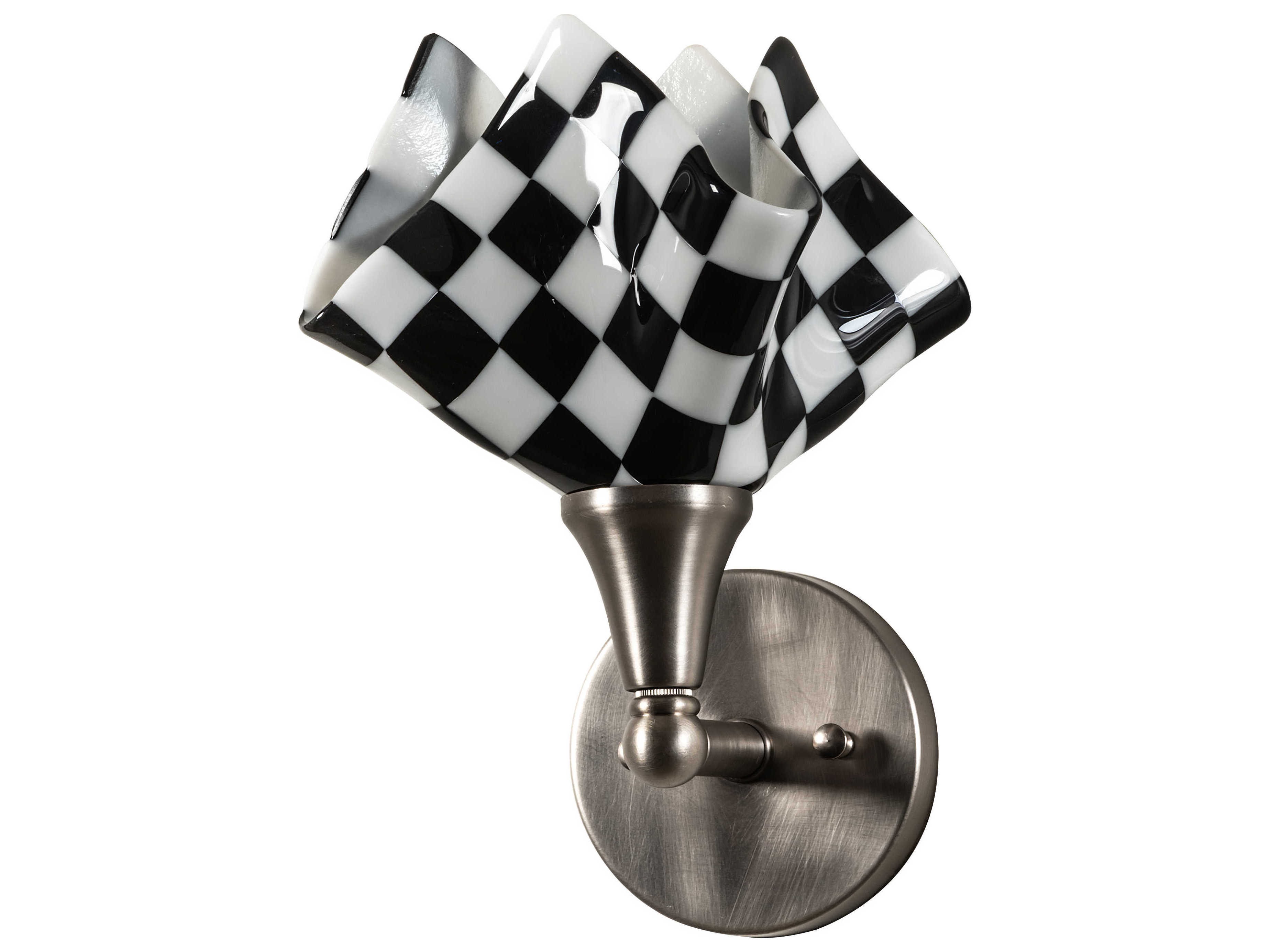 Meyda Handkerchief 1-Light Brushed Nickel Black Glass Wall Sconce