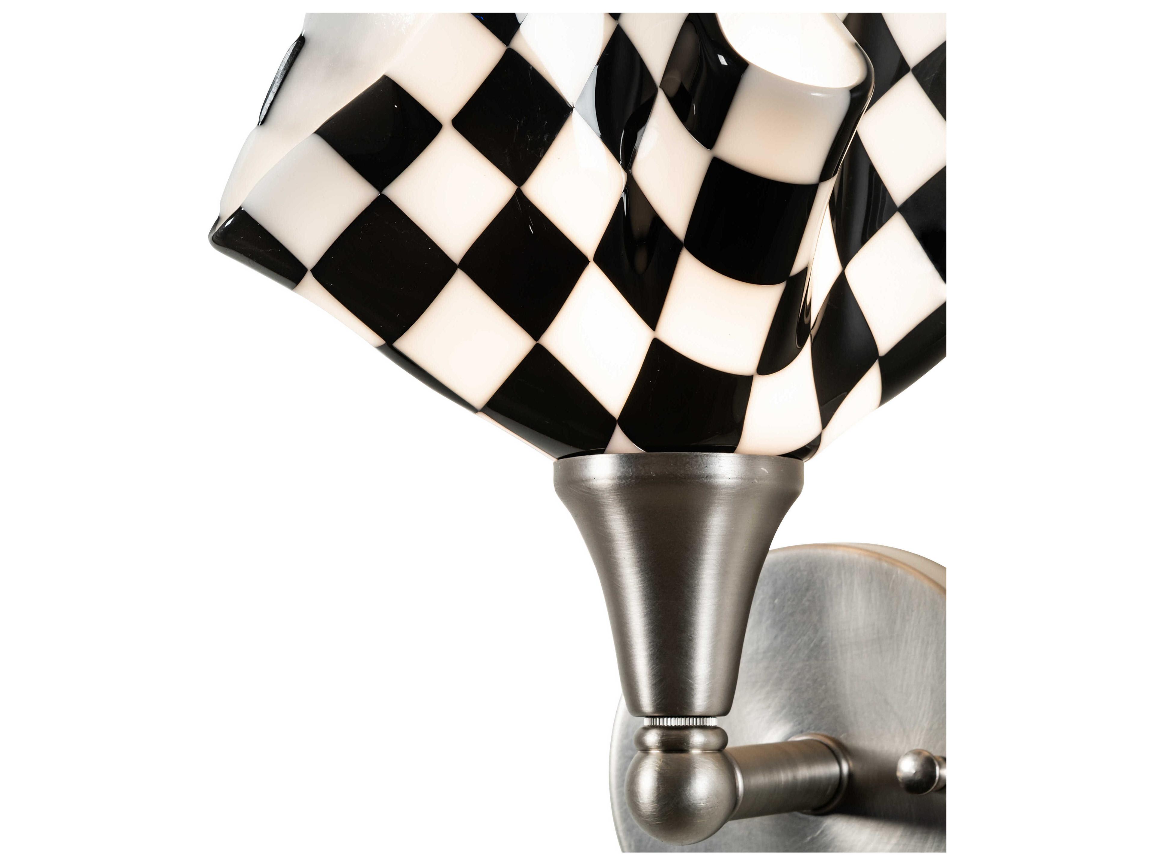 Meyda Handkerchief 1-Light Brushed Nickel Black Glass Wall Sconce