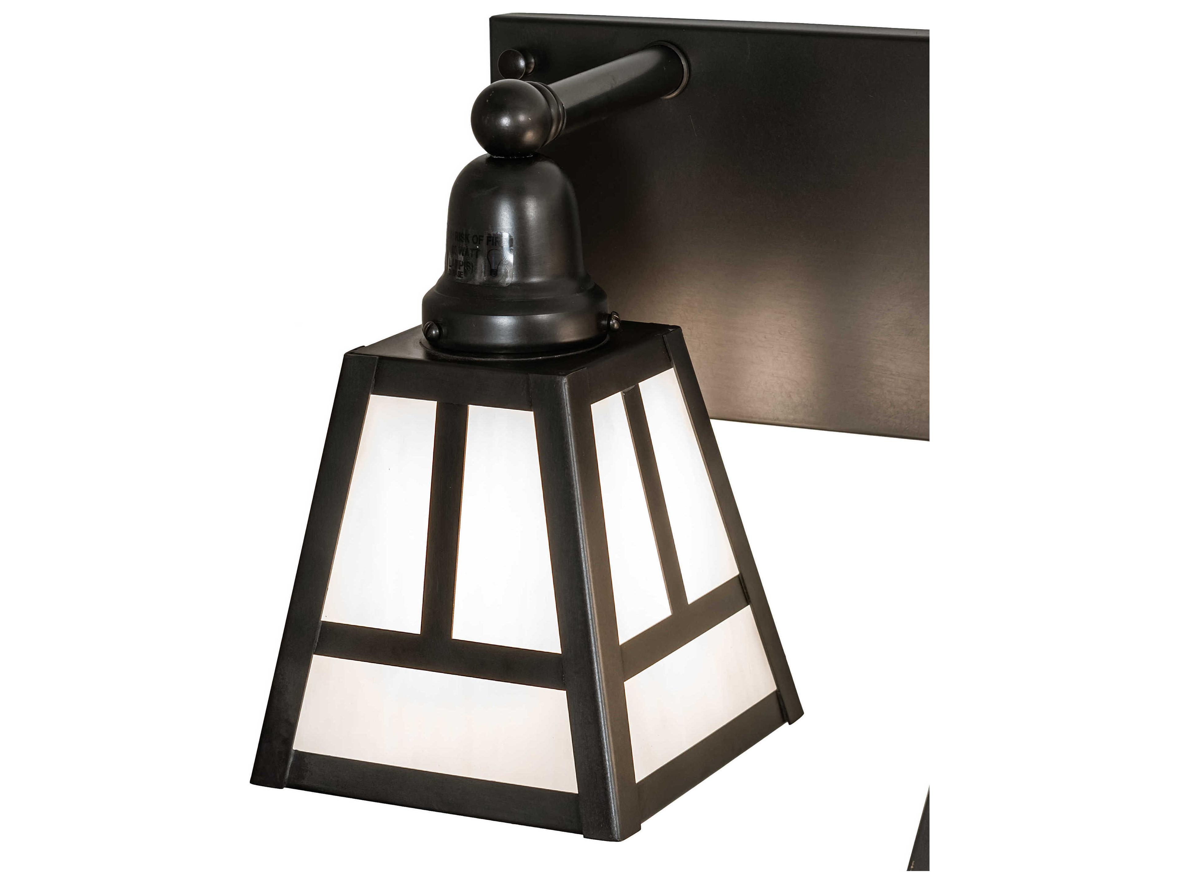 Meyda T-mission 4-Light Craftsman Brown White Glass Vanity Light