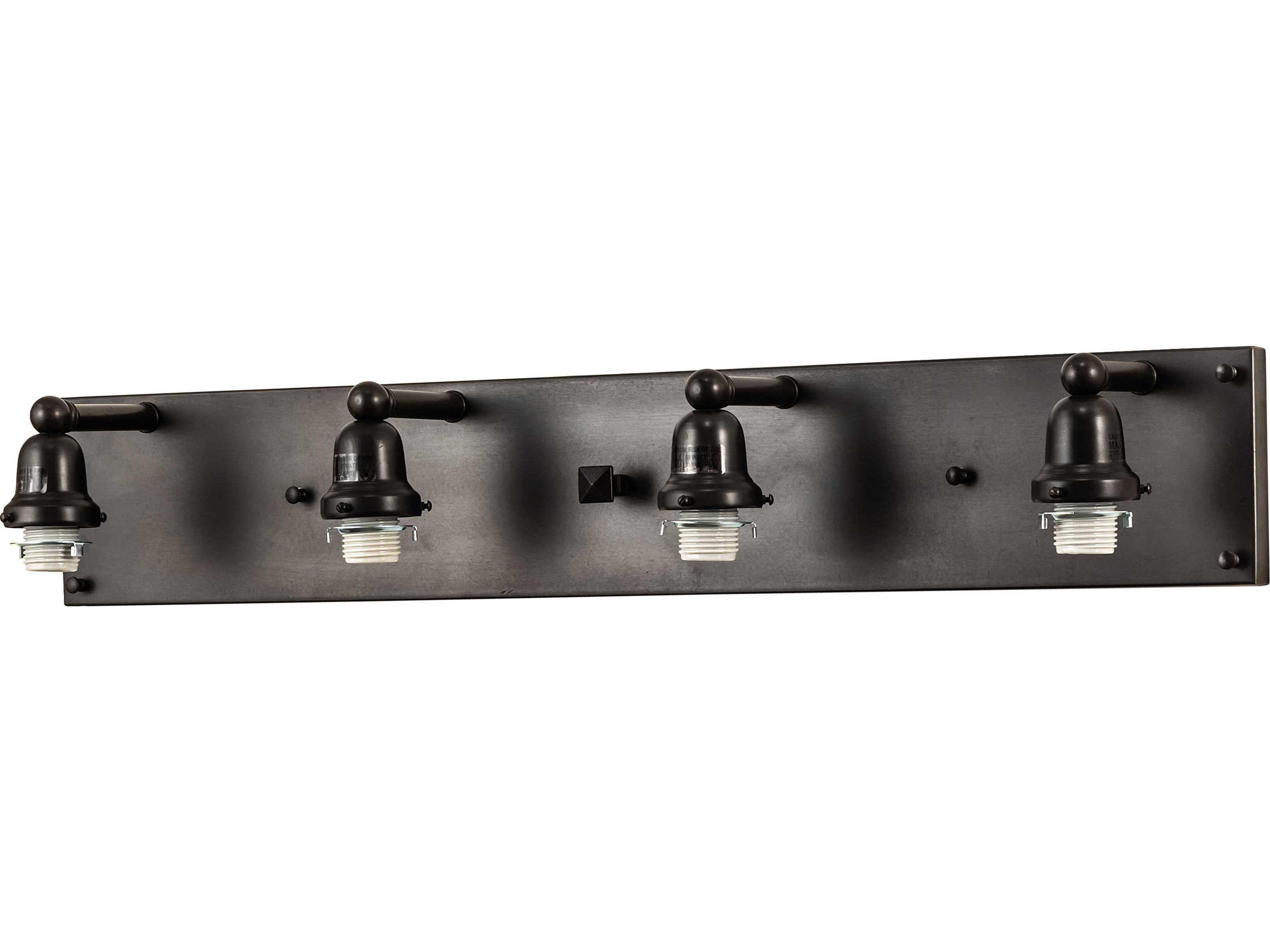 Meyda T-mission 4-Light Craftsman Brown White Glass Vanity Light