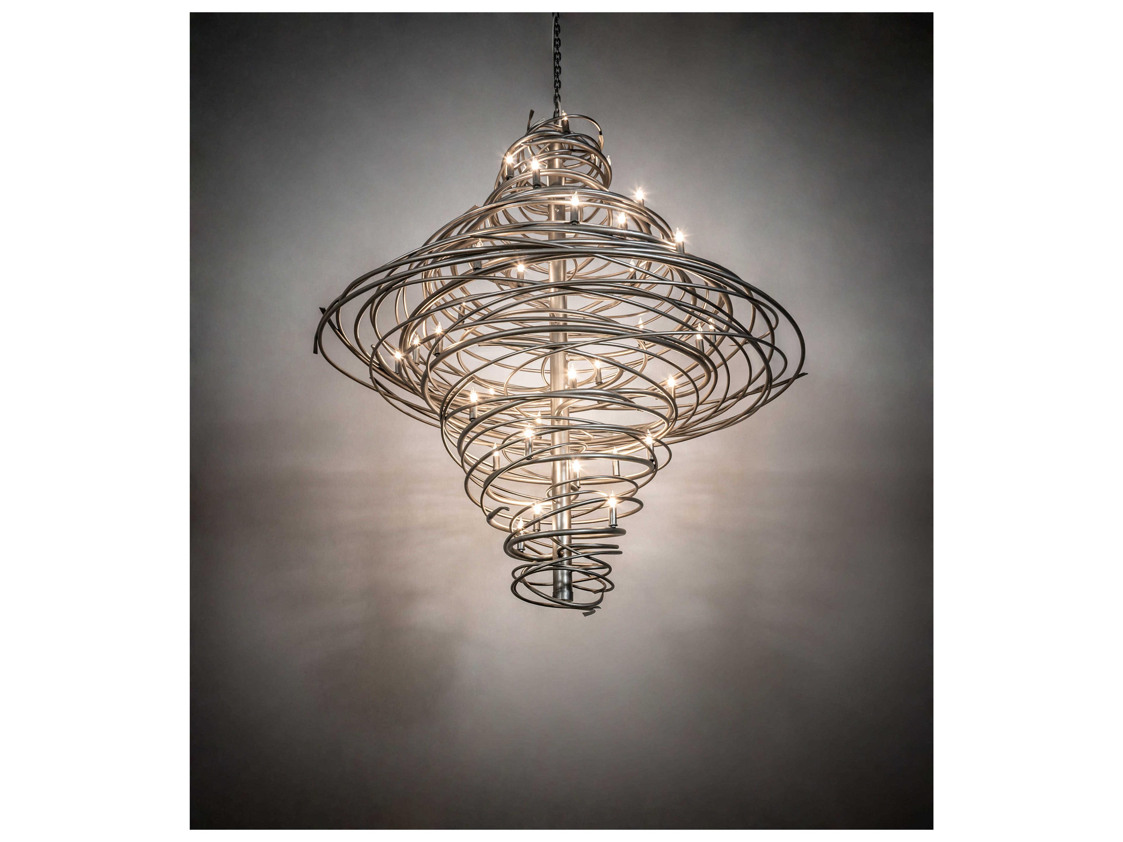 Meyda Cyclone 36-Light Steel Silver Candelabra Tiered Chandelier