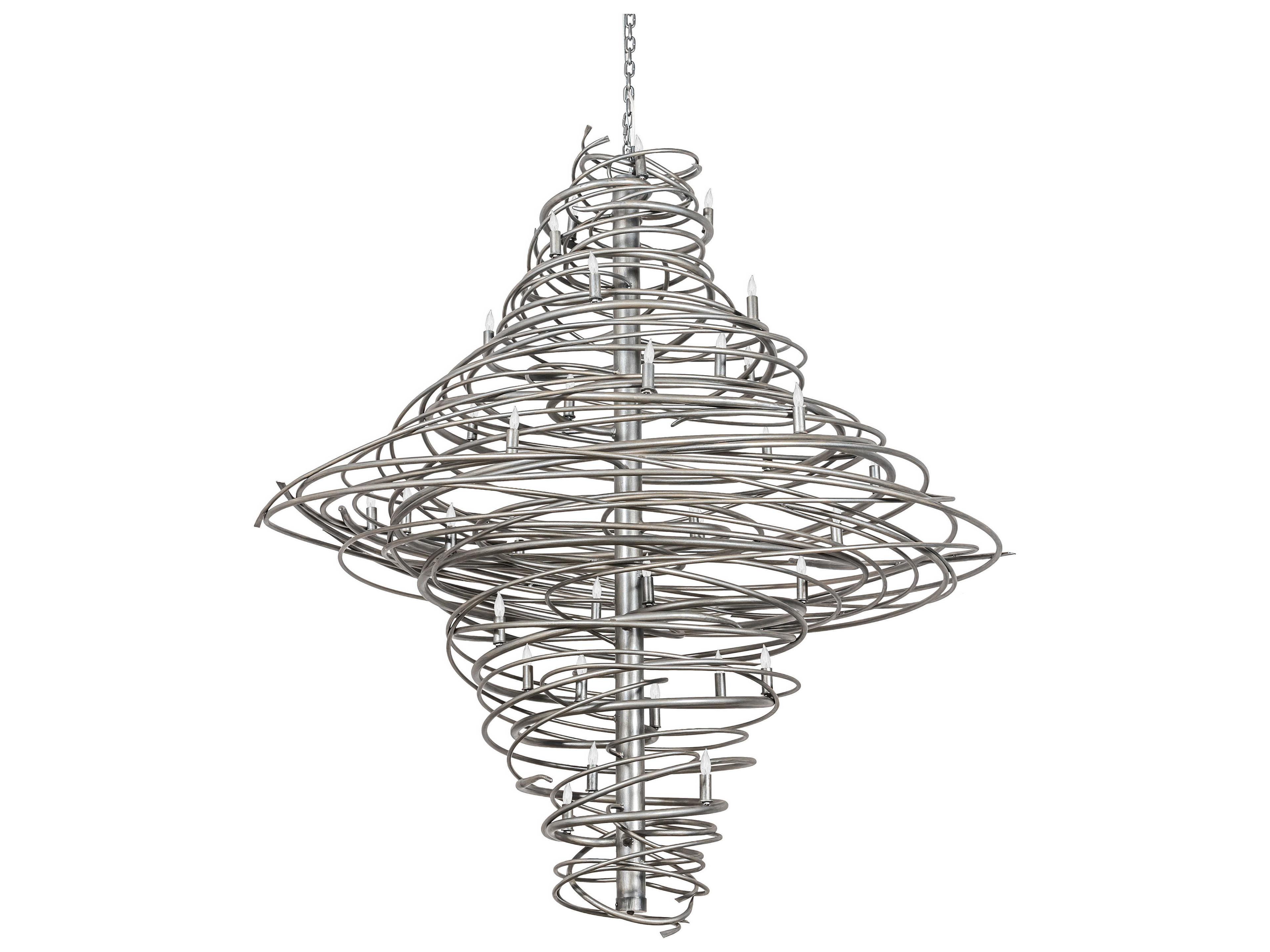 Meyda Cyclone 36-Light Steel Silver Candelabra Tiered Chandelier