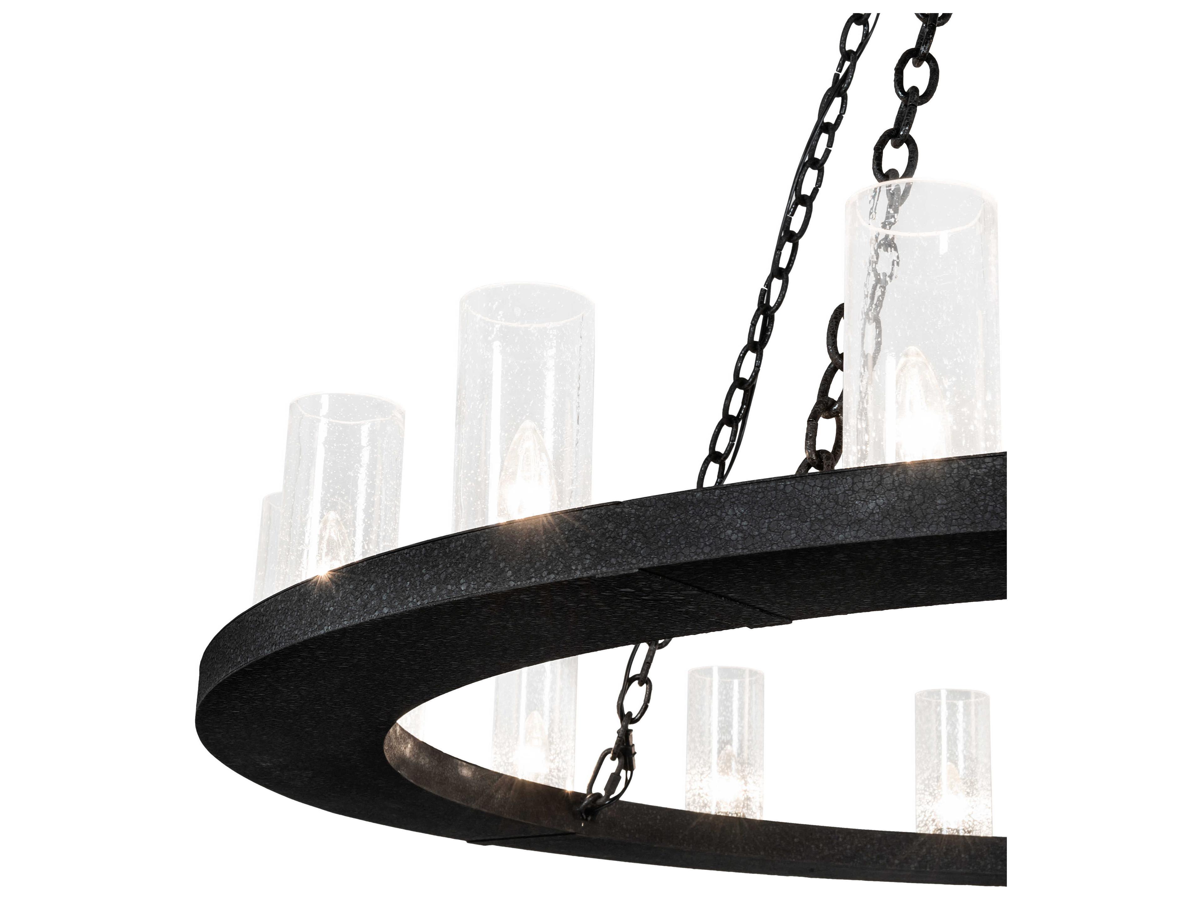 Meyda Loxley 28-Light Black Clear Seedy Glass Cylinder Round Chandelier