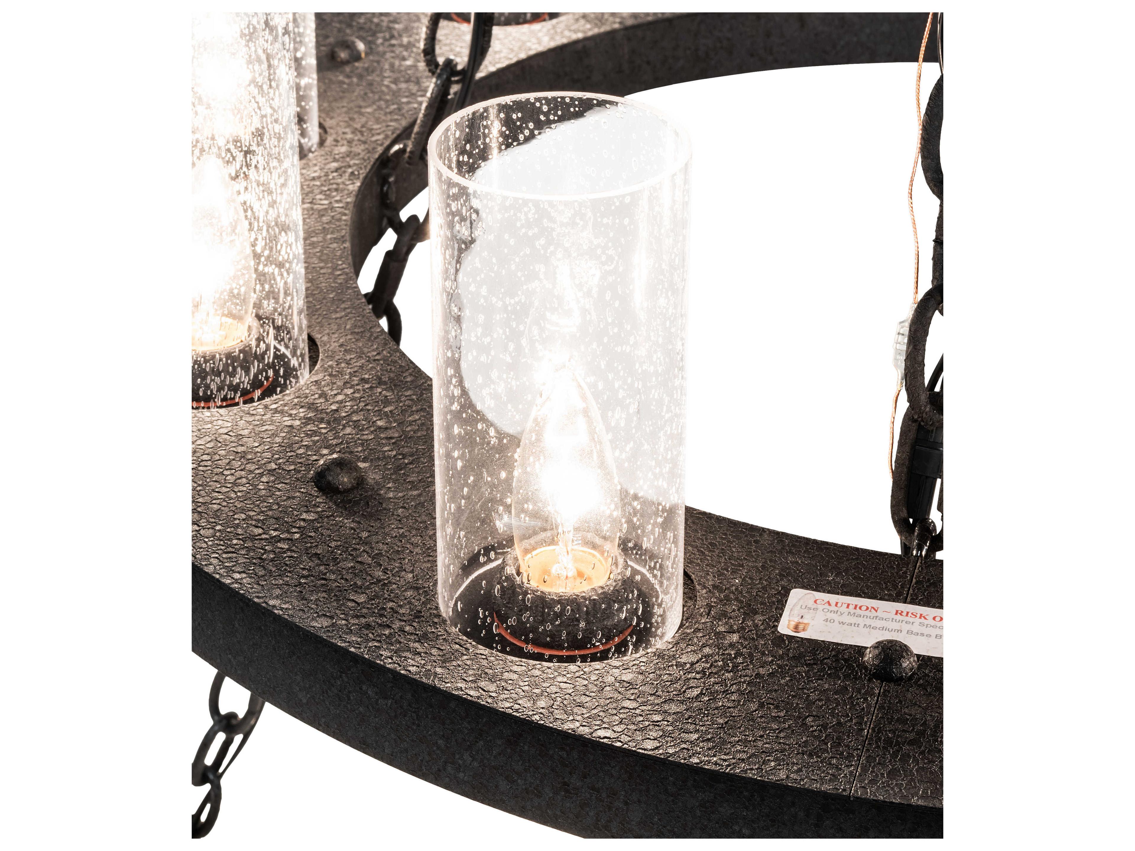 Meyda Loxley 28-Light Black Clear Seedy Glass Cylinder Round Chandelier