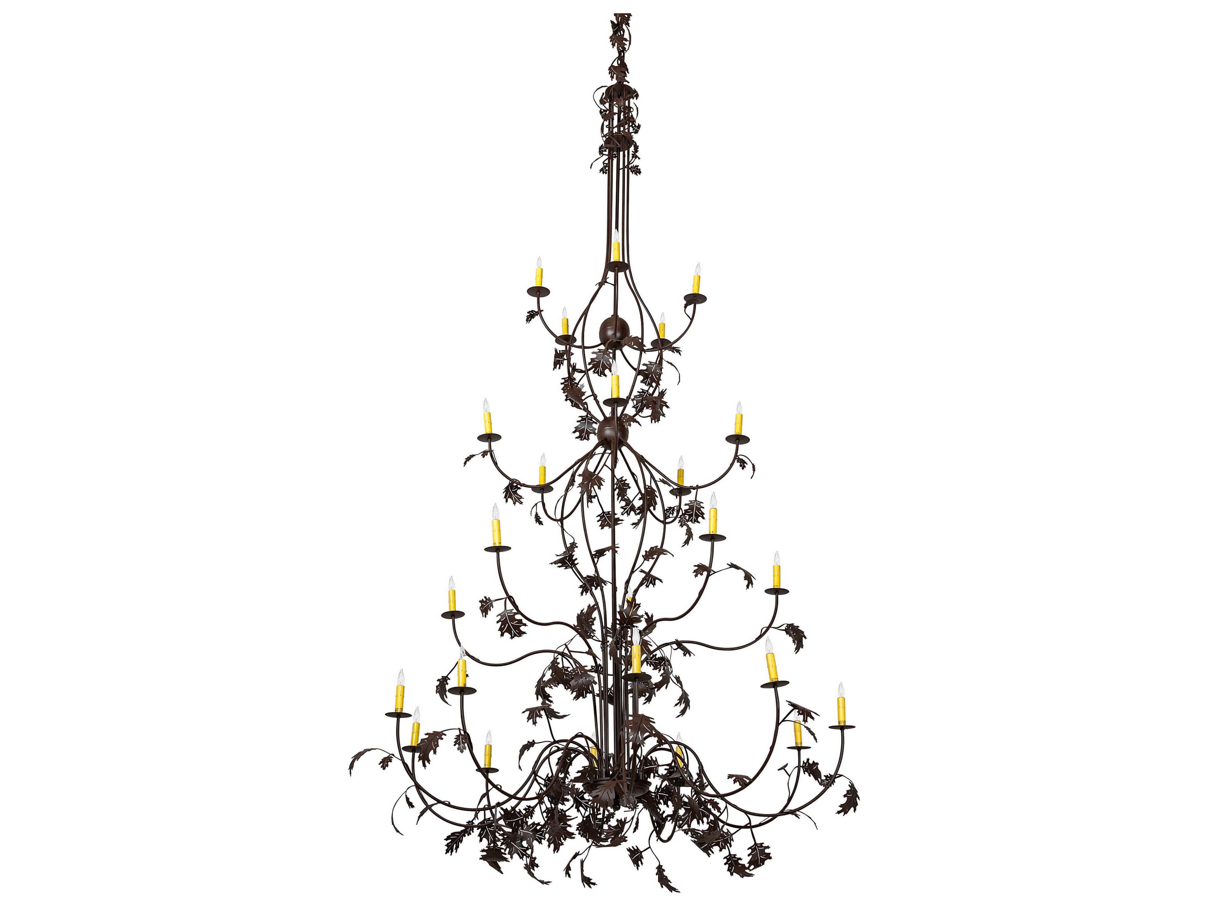 Meyda Oak Leaf 25-Light Brown Candelabra Chandelier