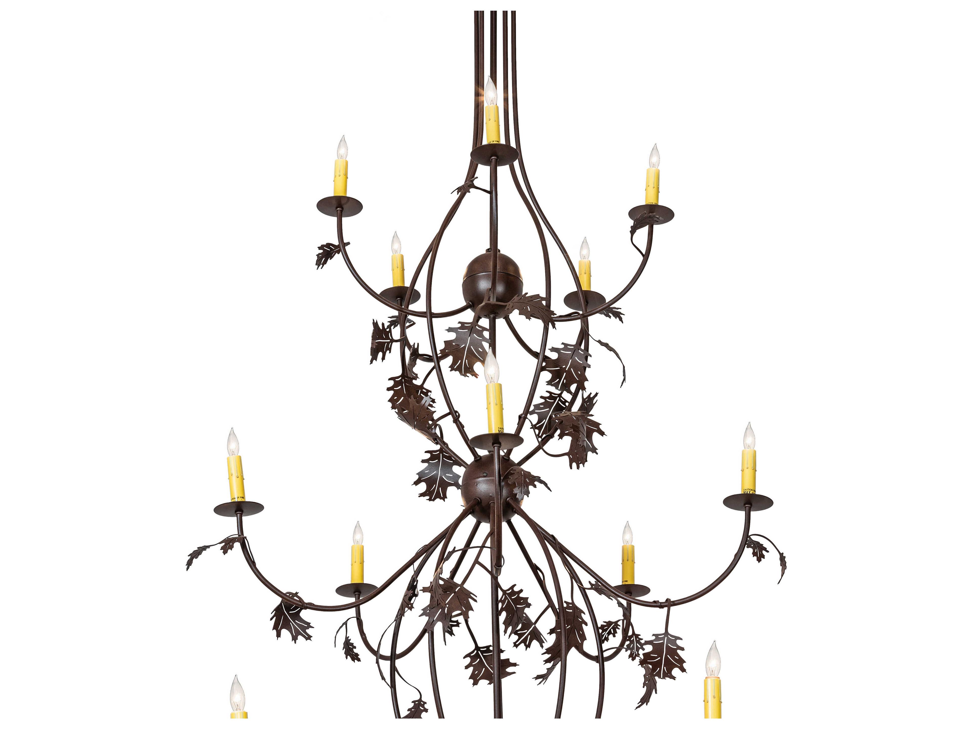 Meyda Oak Leaf 25-Light Brown Candelabra Chandelier