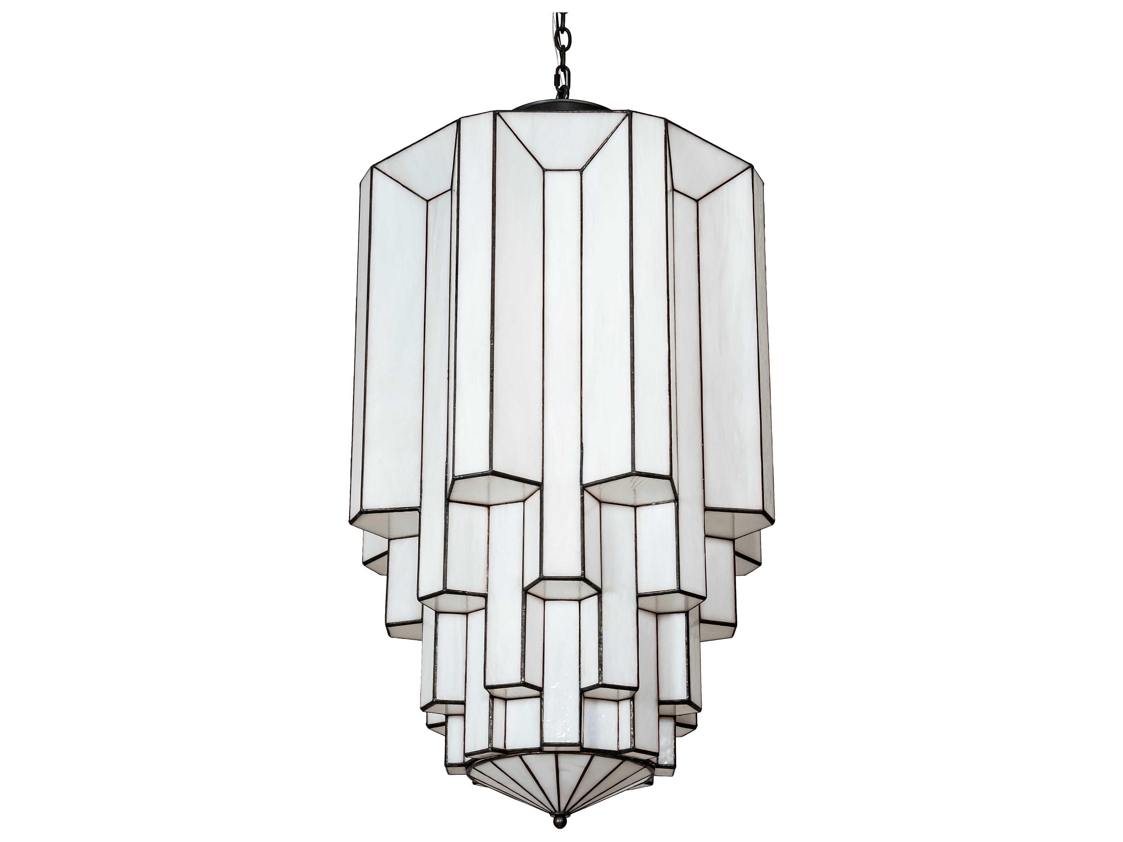 Meyda Paramount 8-Light Black White Glass Cylinder Pendant