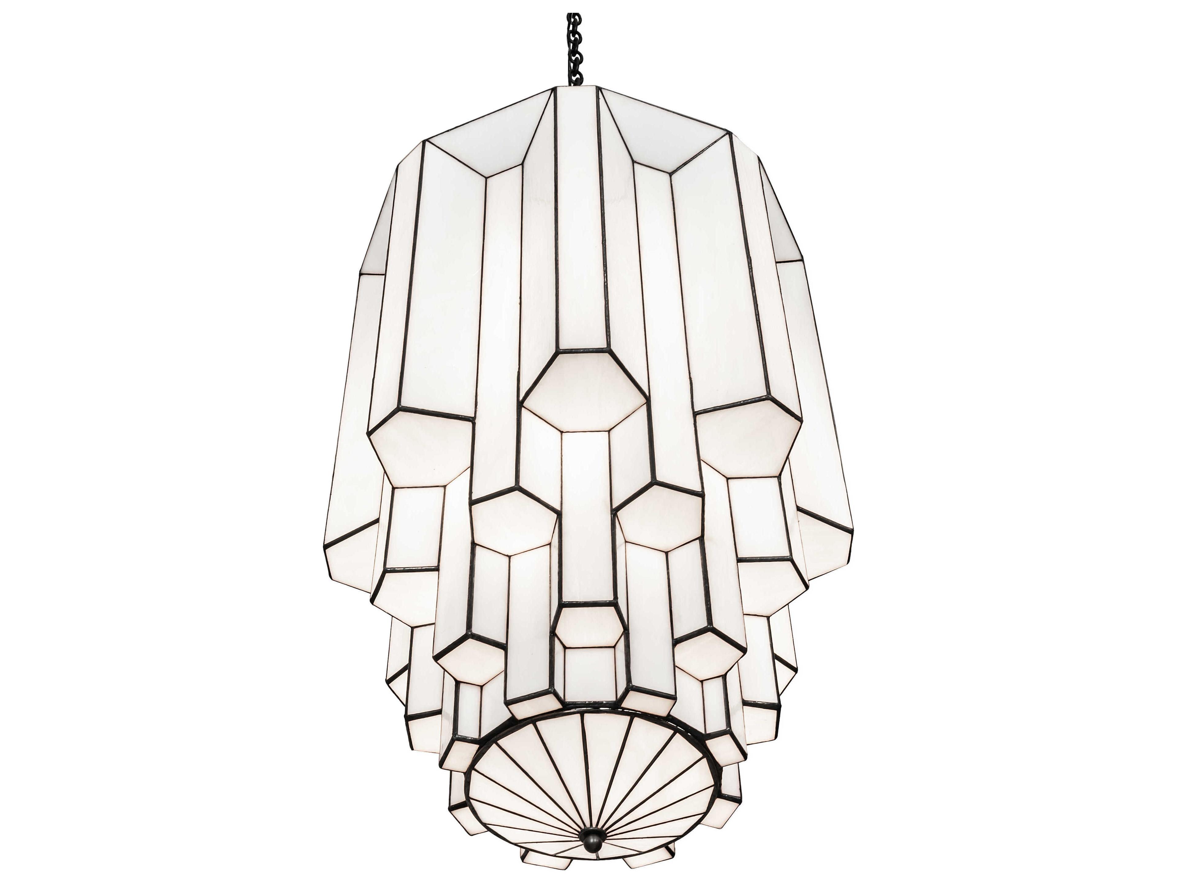 Meyda Paramount 8-Light Black White Glass Cylinder Pendant