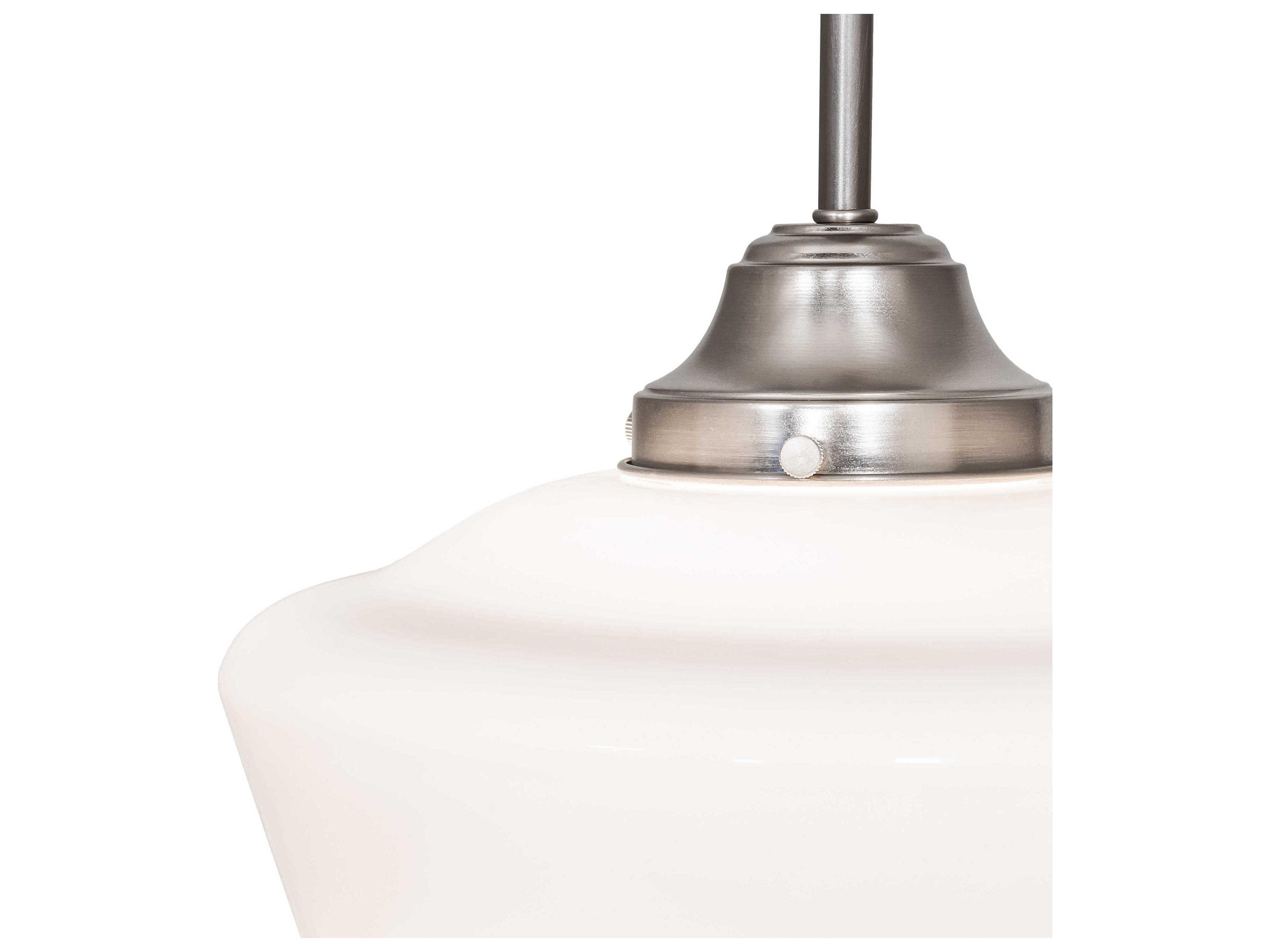 Meyda Revival Schoolhouse 1-Light Nickel White Glass Mini Pendant