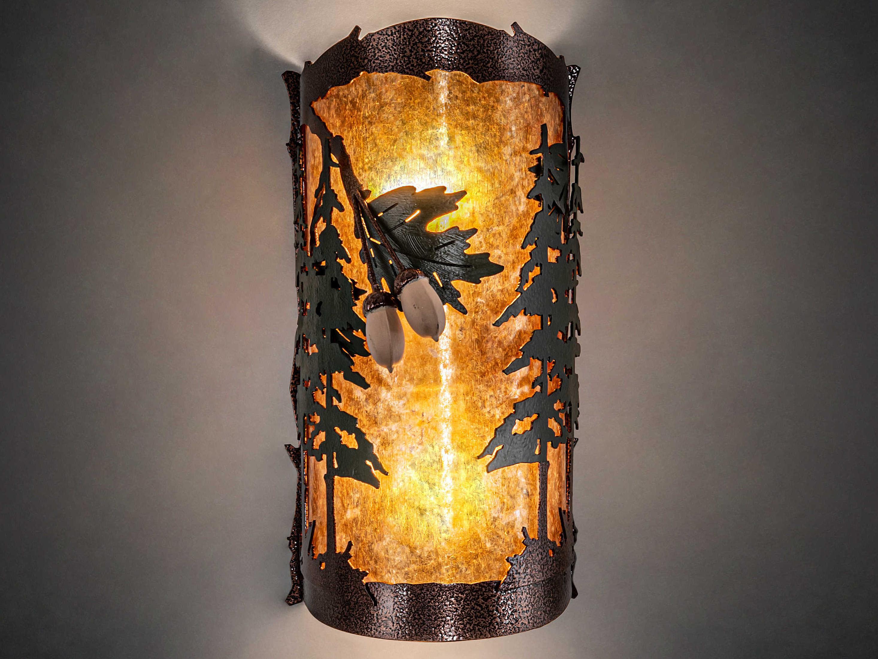 Meyda Oak Leaf & Acorn 2-Light Copper Vein Brown Wall Sconce