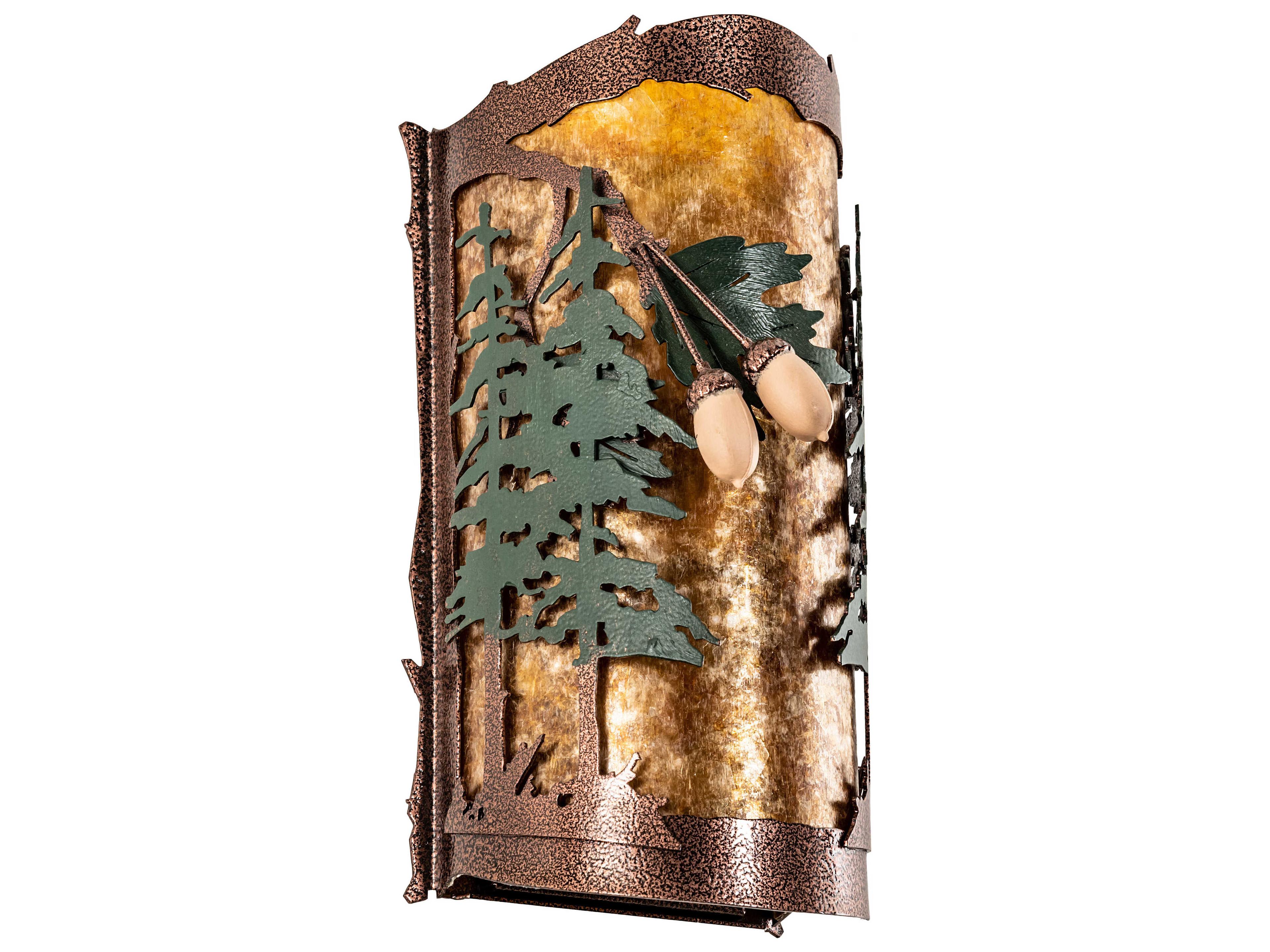 Meyda Oak Leaf & Acorn 2-Light Copper Vein Brown Wall Sconce