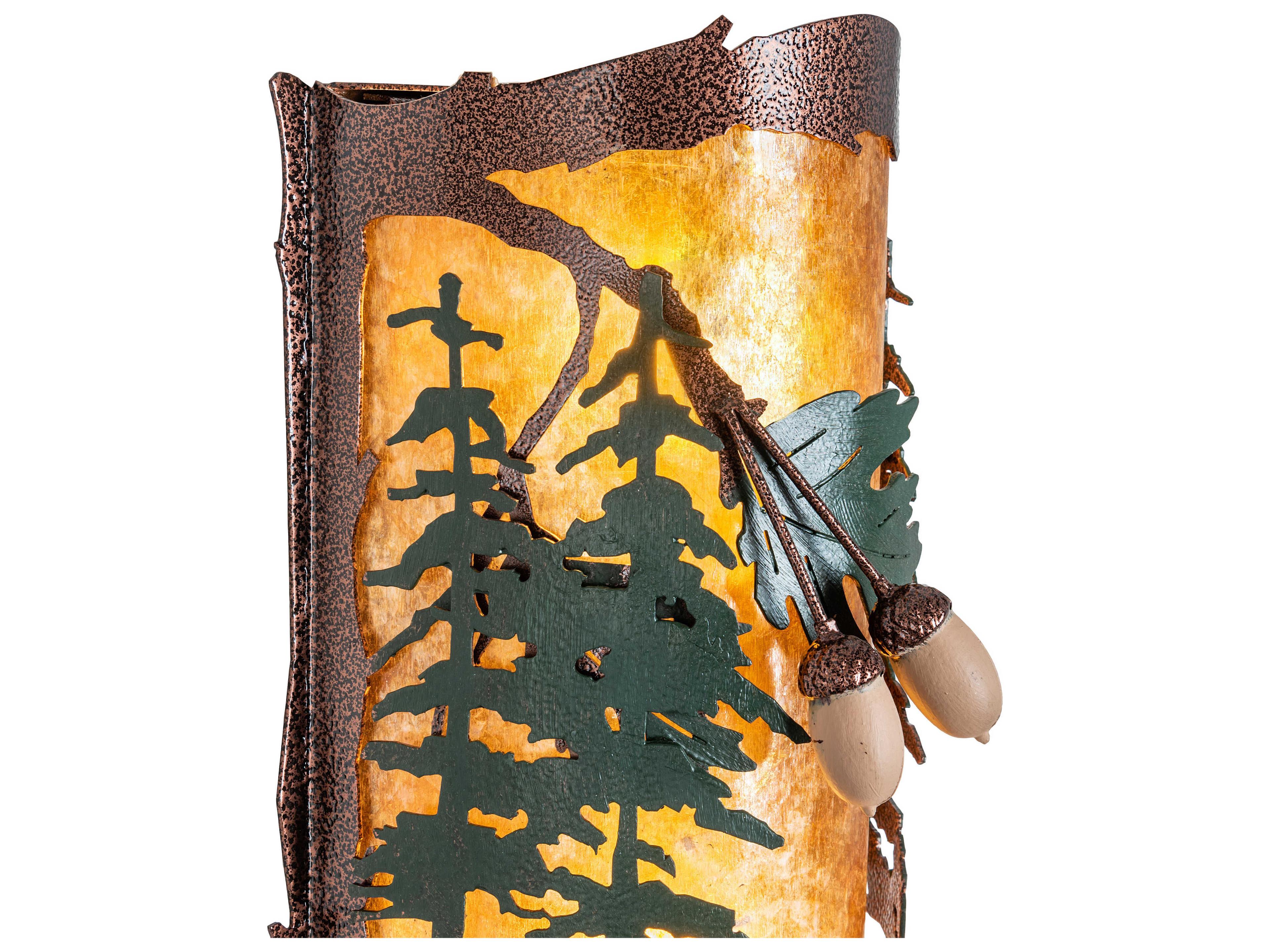 Meyda Oak Leaf & Acorn 2-Light Copper Vein Brown Wall Sconce