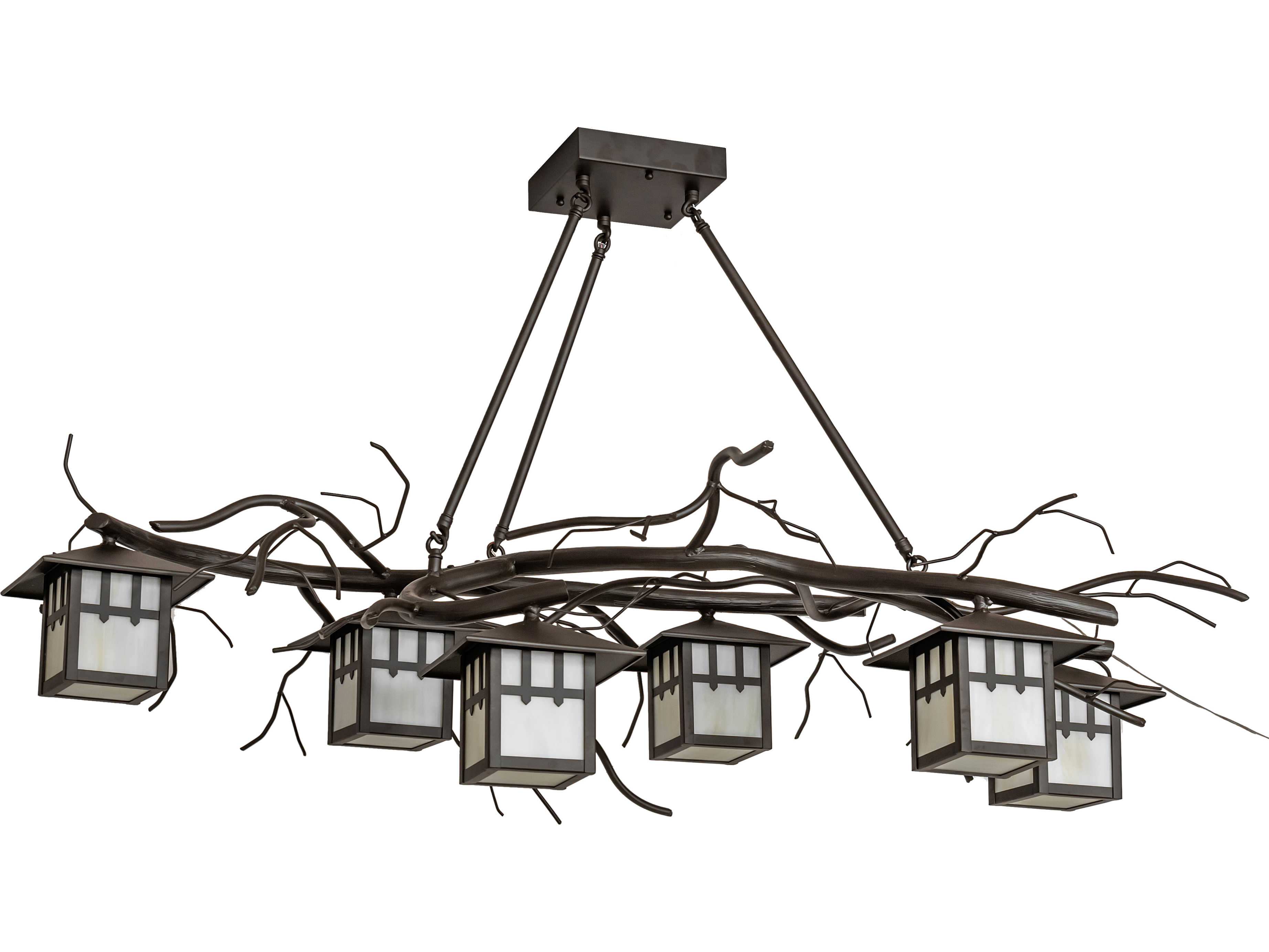 Meyda Winter Solstice 6-Light Oil Rubbed Bronze Glass Lantern Island Pendant