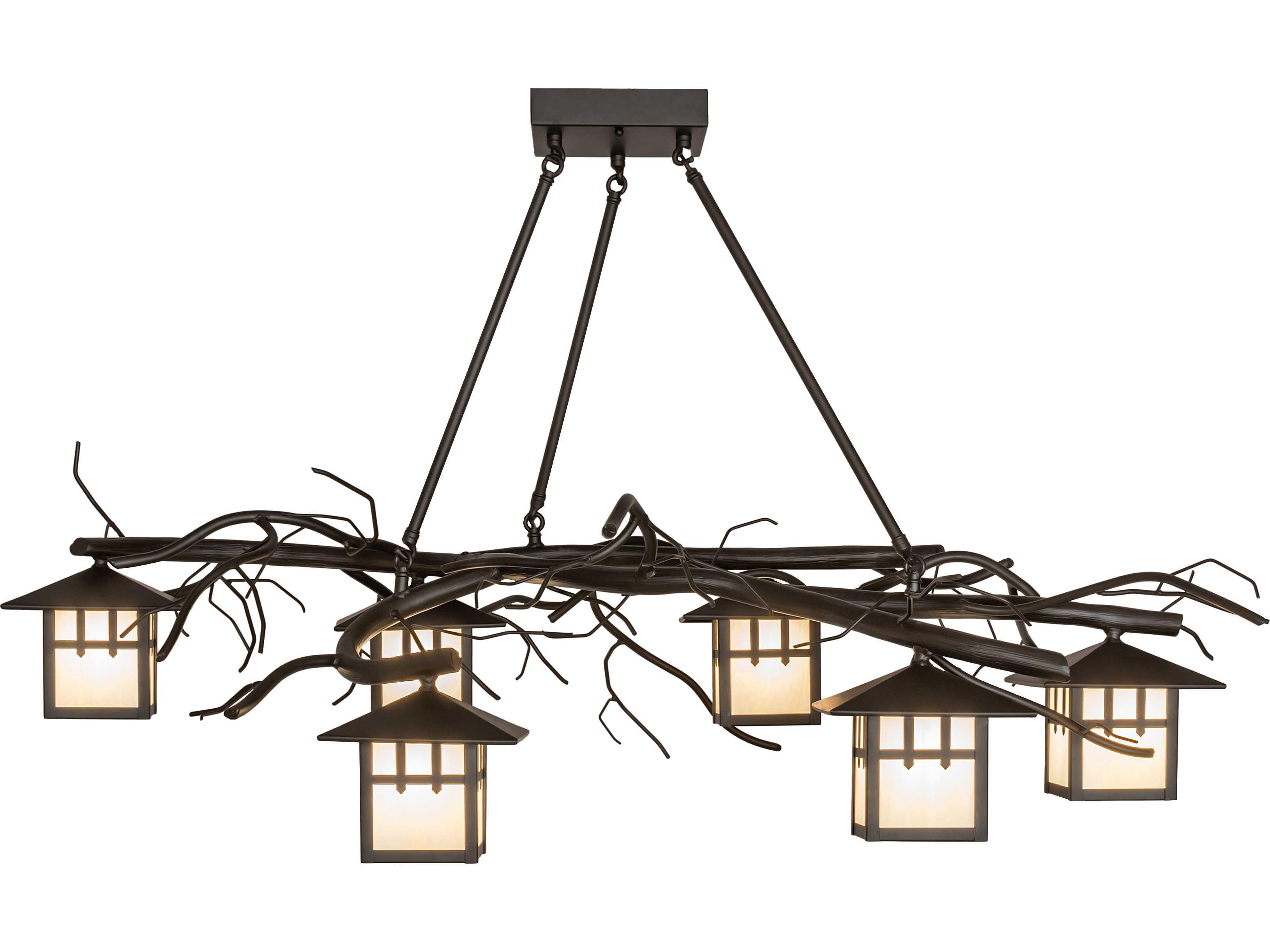 Meyda Winter Solstice 6-Light Oil Rubbed Bronze Glass Lantern Island Pendant