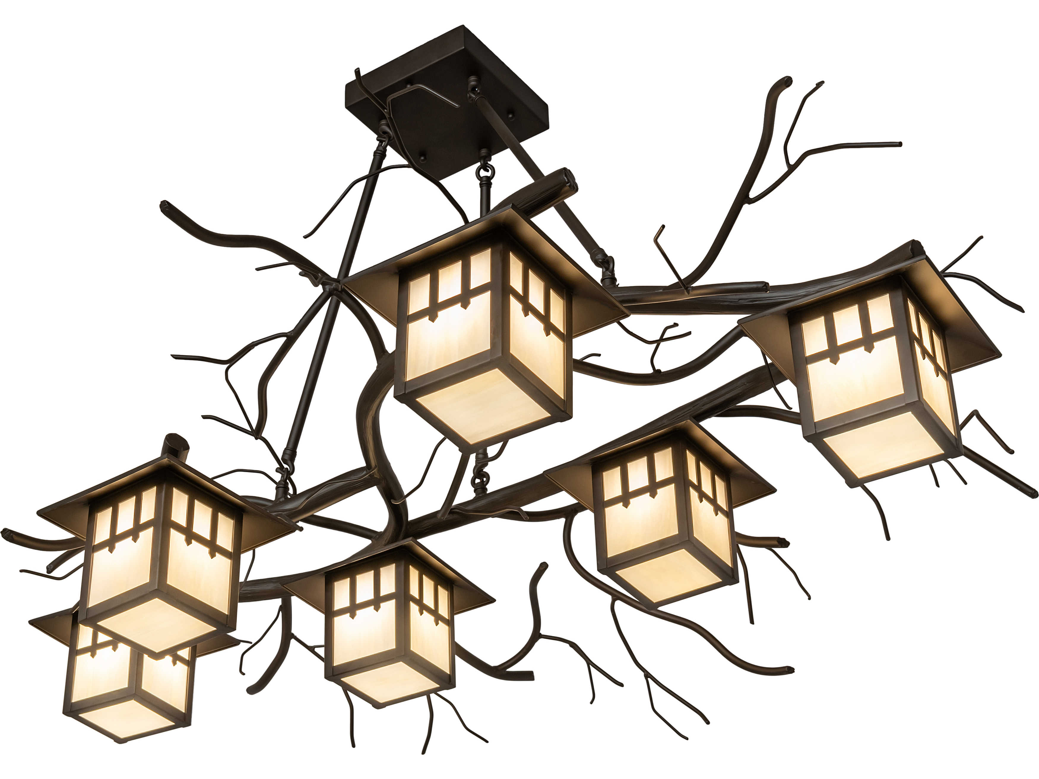 Meyda Winter Solstice 6-Light Oil Rubbed Bronze Glass Lantern Island Pendant