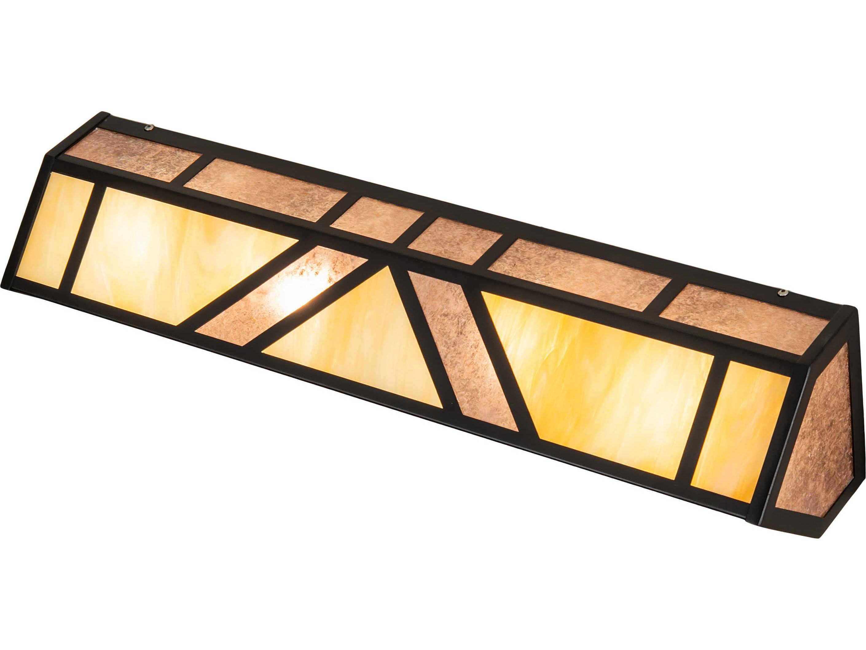 Meyda Santa Fe 4-Light Black Beige Silver Mica Off White Glass LED Vanity Light