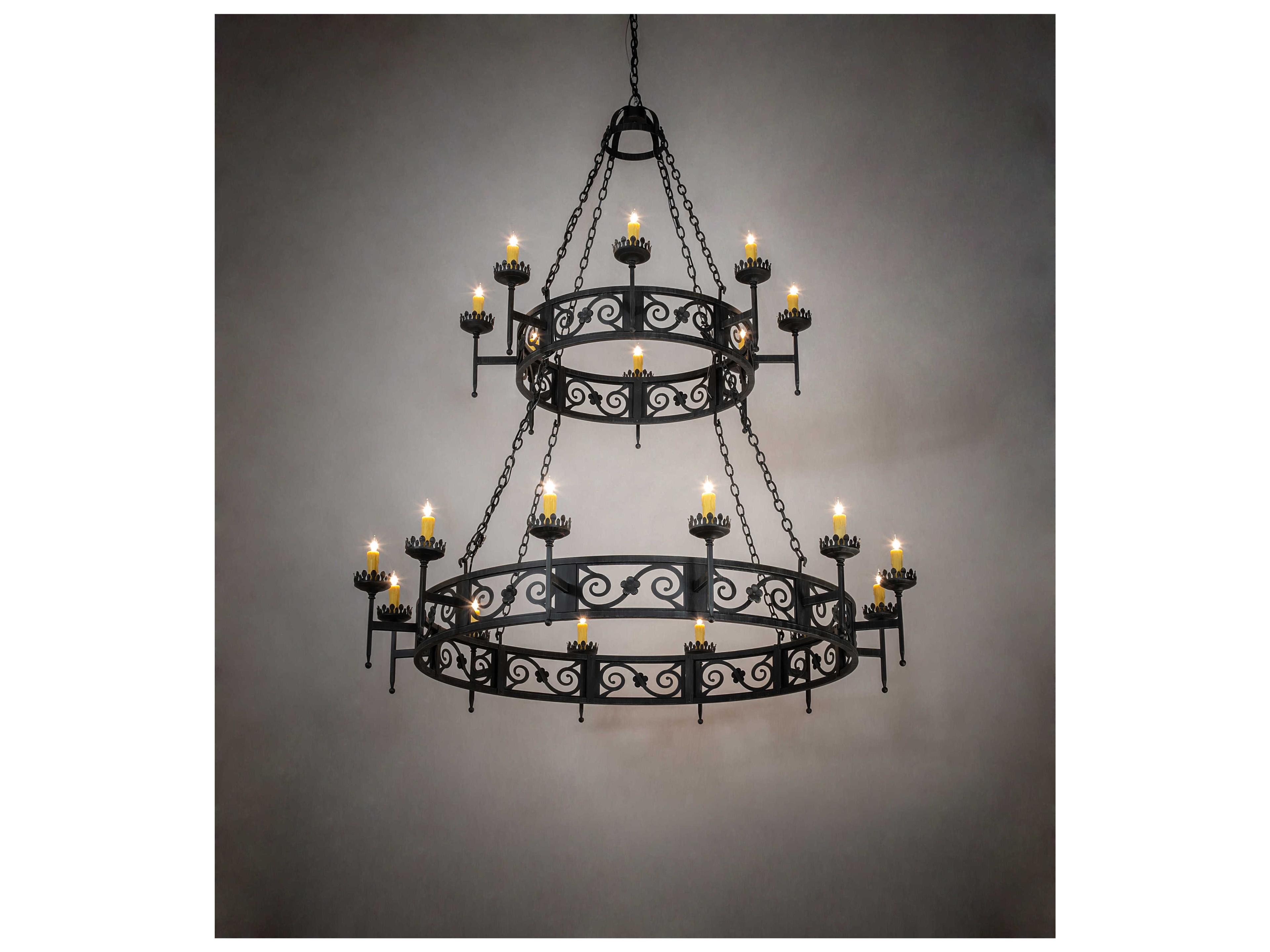 Meyda Majella 20-Light Black Ivory White Candelabra Round Chandelier