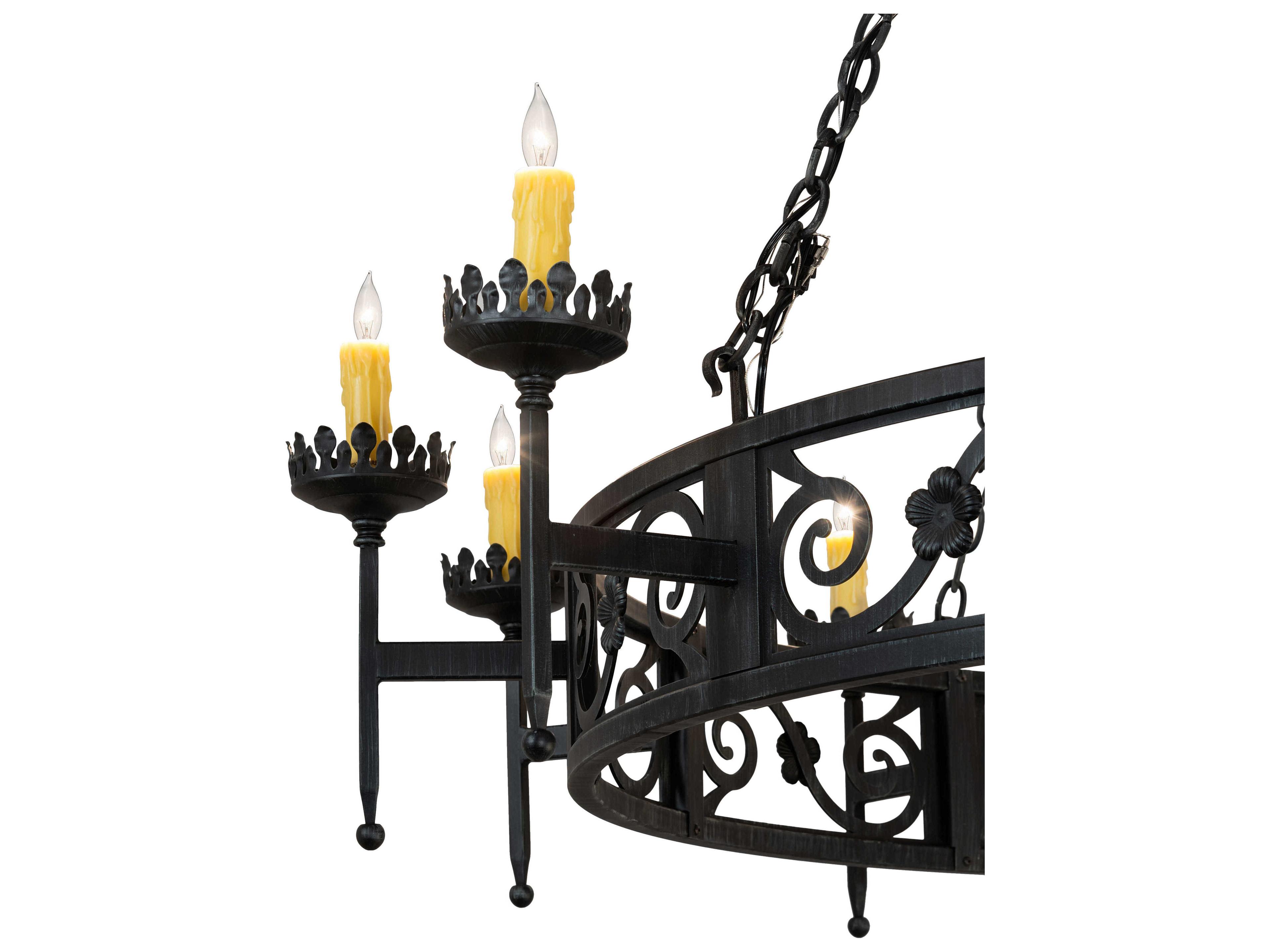 Meyda Majella 20-Light Black Ivory White Candelabra Round Chandelier