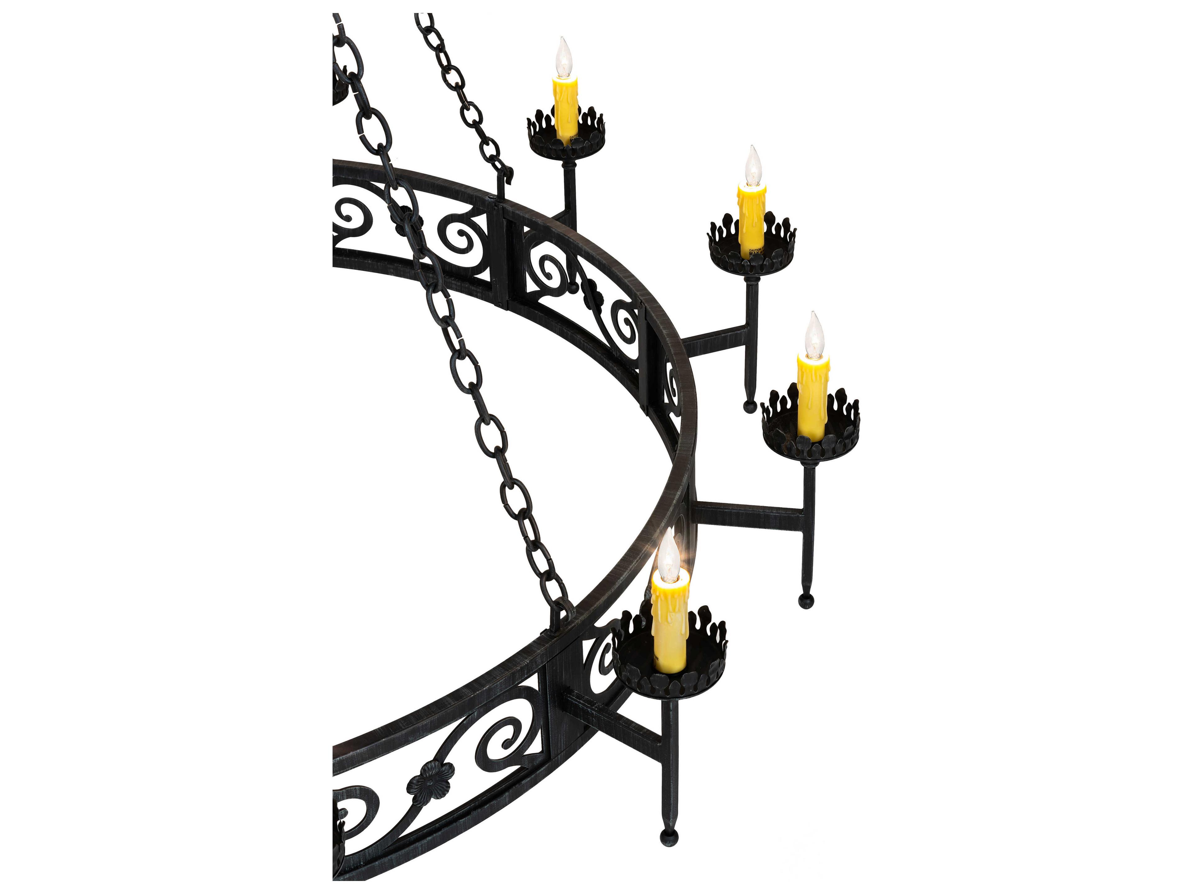 Meyda Majella 20-Light Black Ivory White Candelabra Round Chandelier