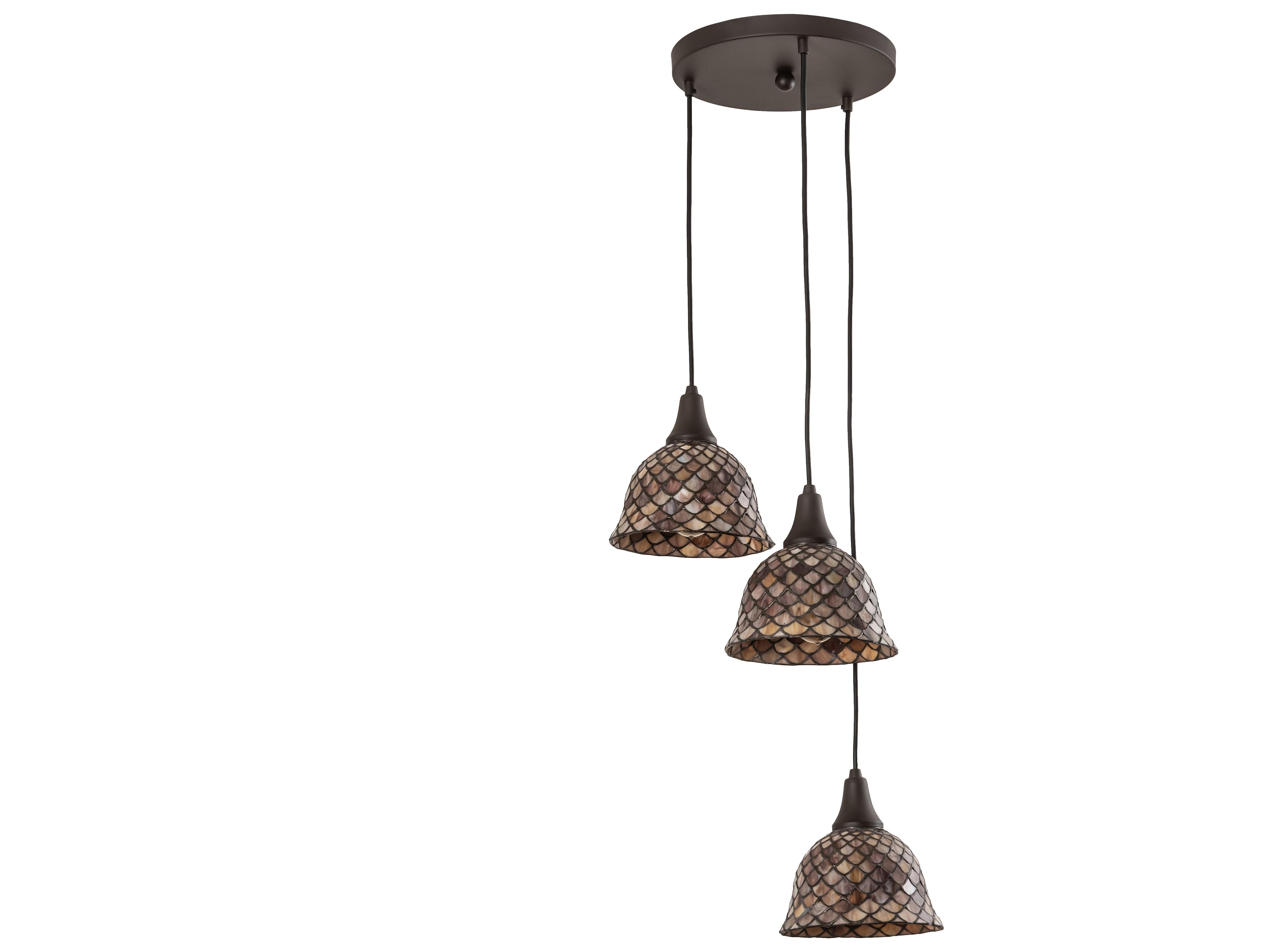 Meyda Tiffany Fishscale 3-Light Oil Rubbed Bronze Brown Glass Bell Pendant
