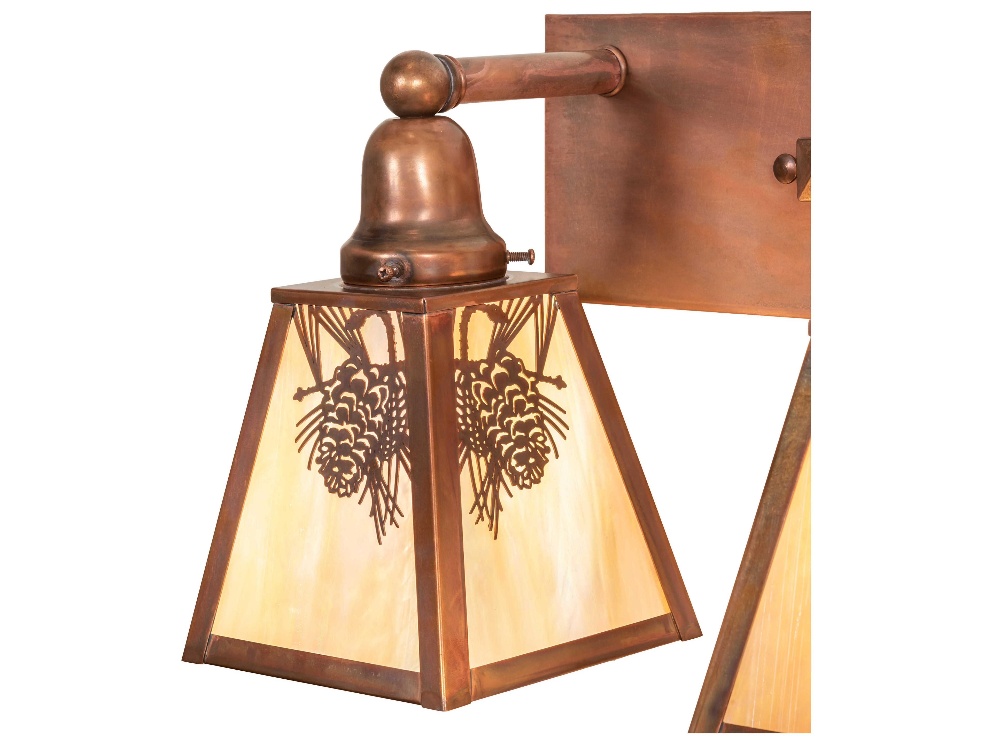 Meyda Winter Pine 2-Light Vintage Copper Off White Glass Vanity Light