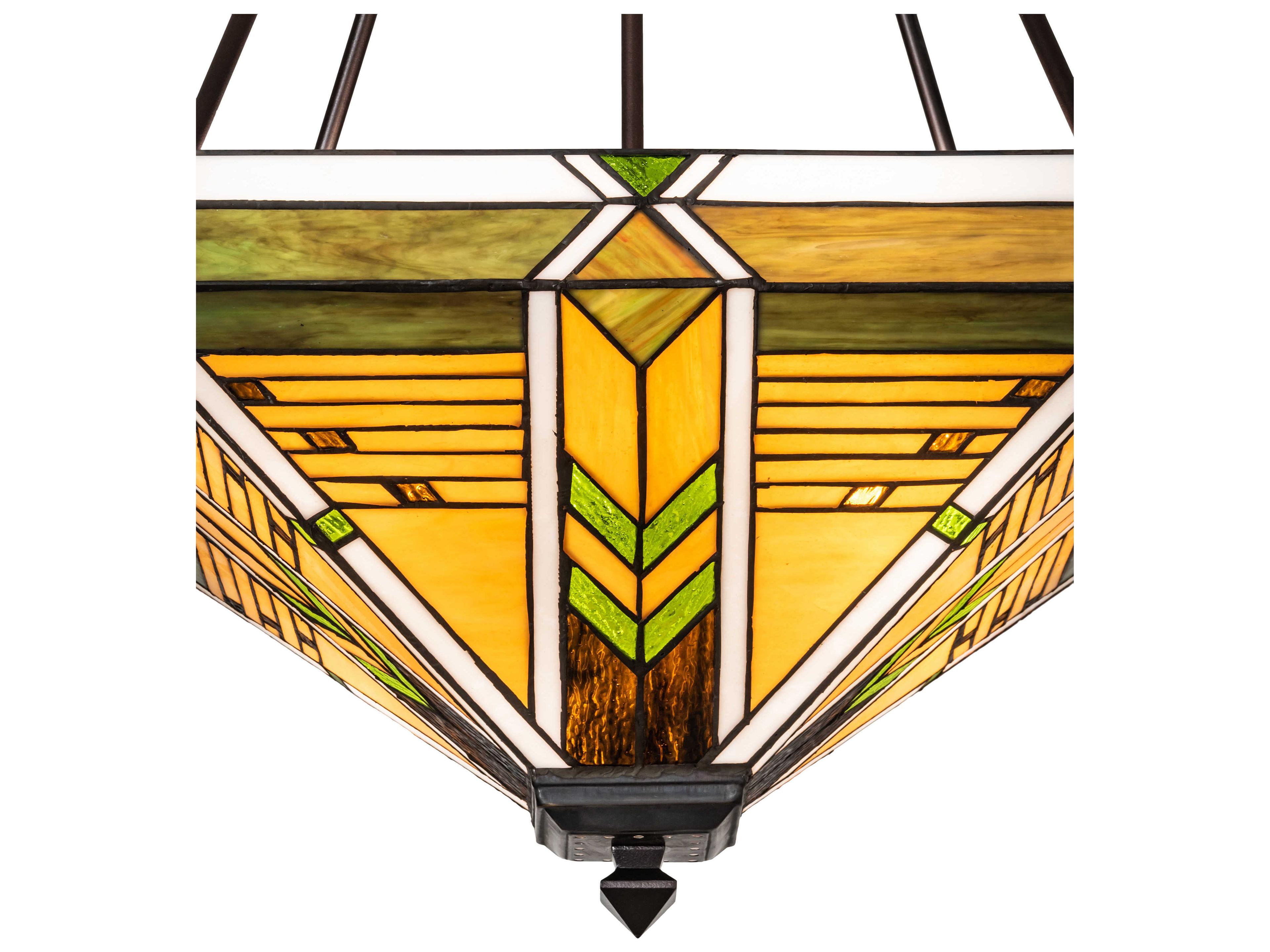 Meyda Abilene 4-Light Mahogany Bronze Brown Glass Tiffany Geometric Pendant