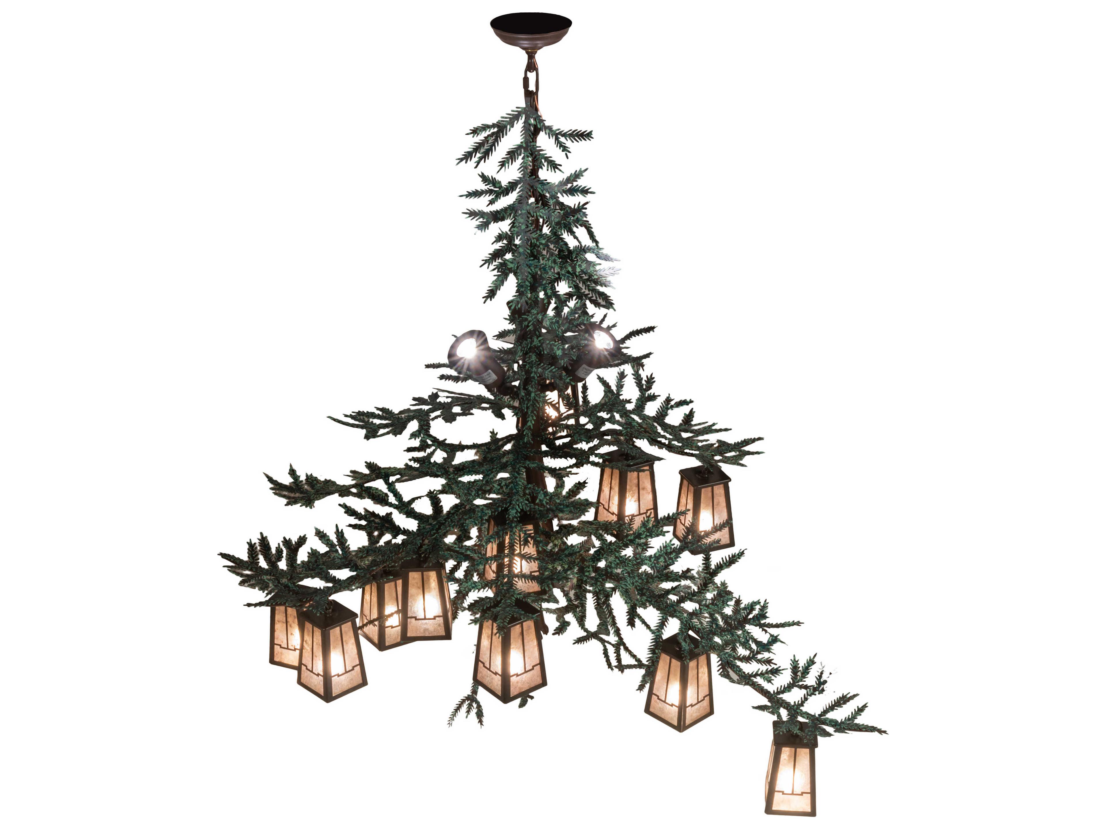 Meyda Pine Branch Valley View 12 3-Light Bronze Lantern Chandelier