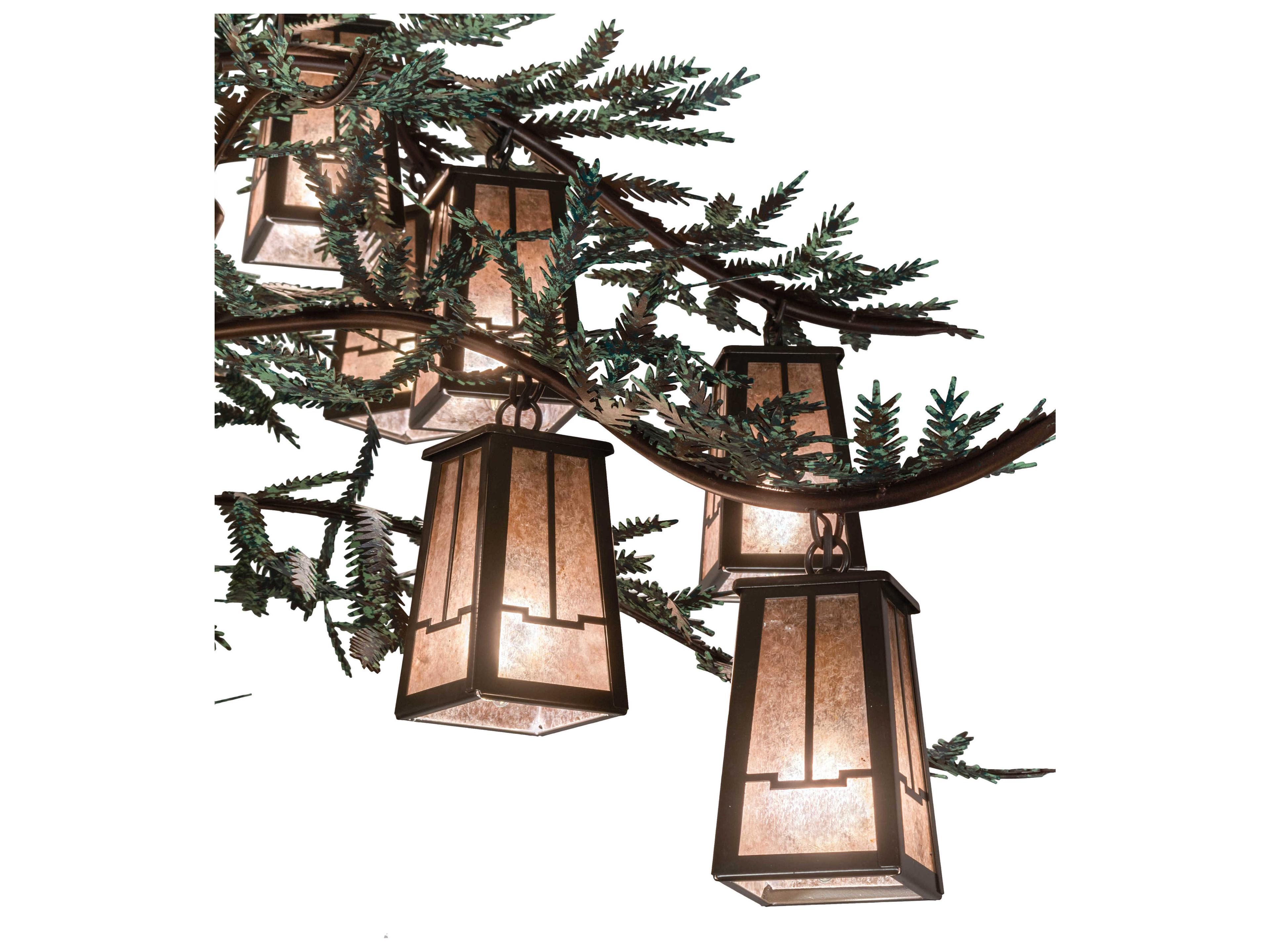 Meyda Pine Branch Valley View 12 3-Light Bronze Lantern Chandelier