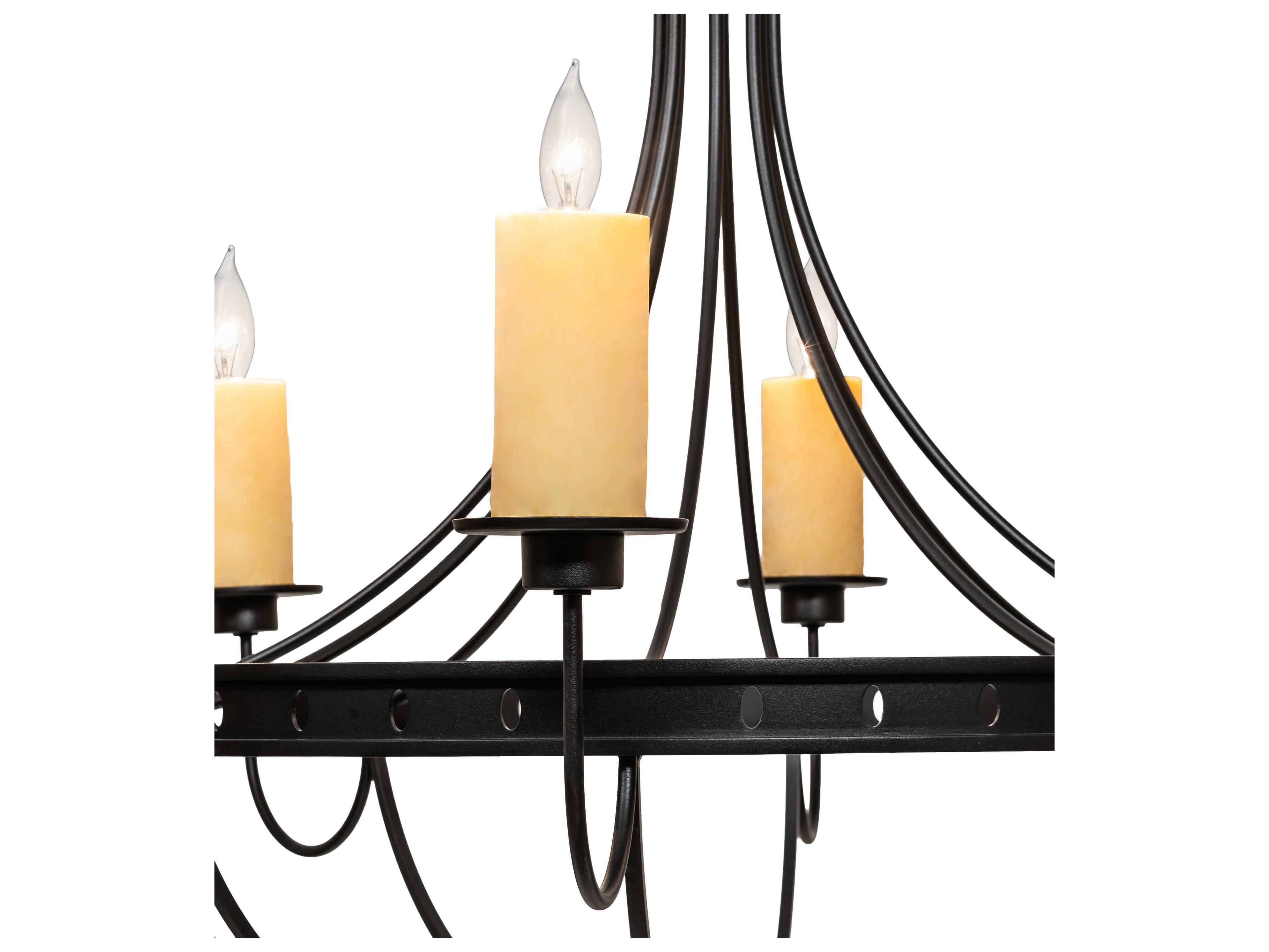 Meyda Bottini 8-Light Black Ivory White Candelabra Chandelier