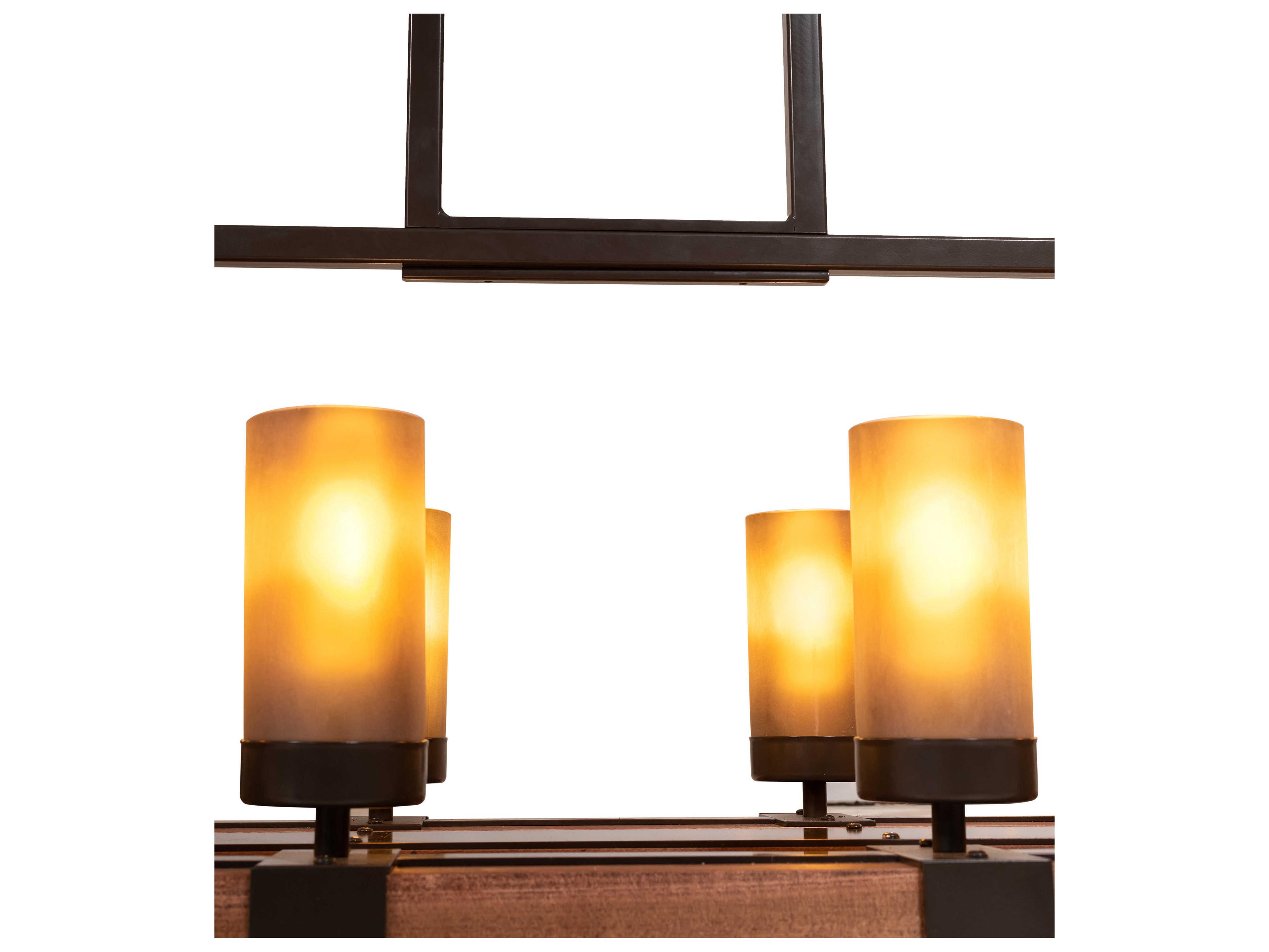 Meyda Grand Terrace 14-Light Natural Wood Timeless Bronze Brown Glass LED Cylinder Island Pendant