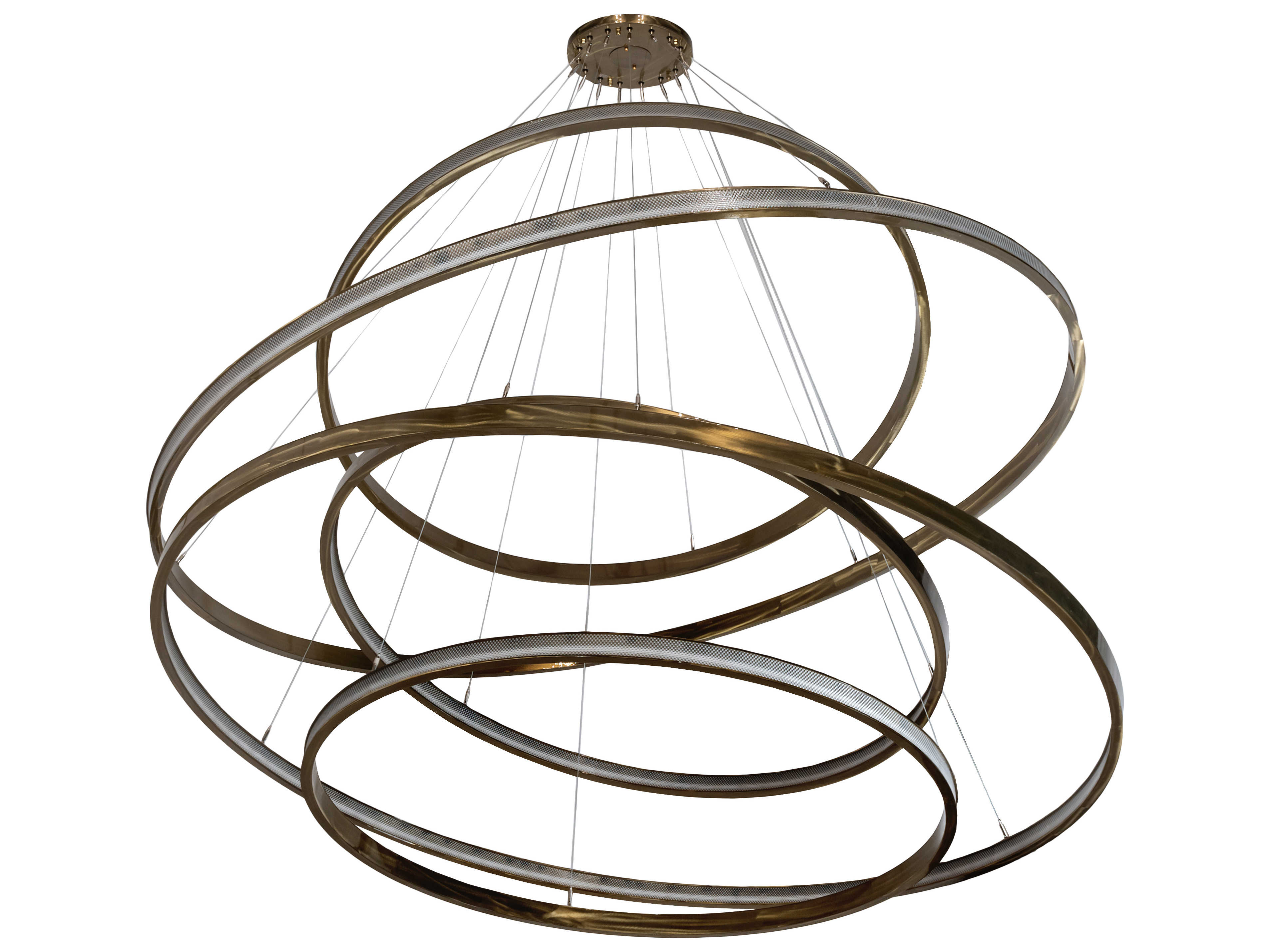 Meyda Anillo Strip Brass Tint LED Round Tiered Pendant
