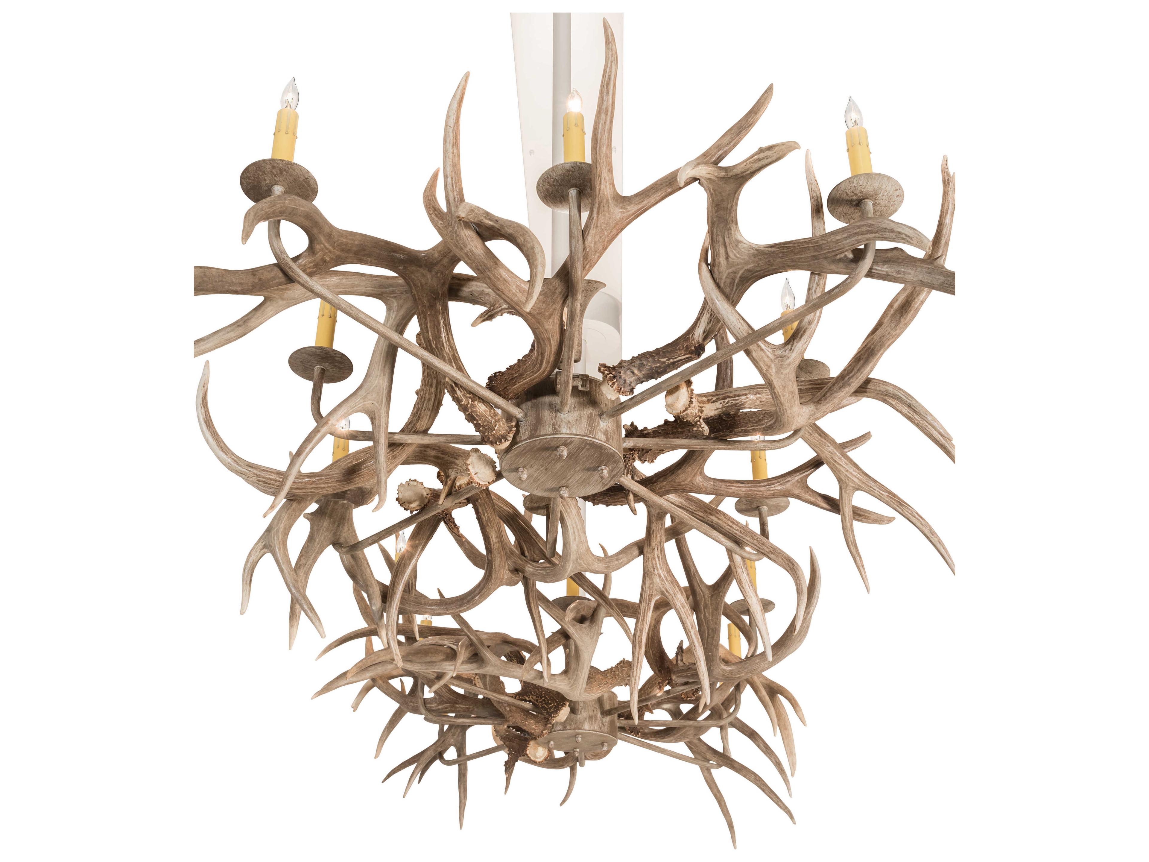 Meyda Antlers 4 16-Light Beige Ivory Off White Island Pendant