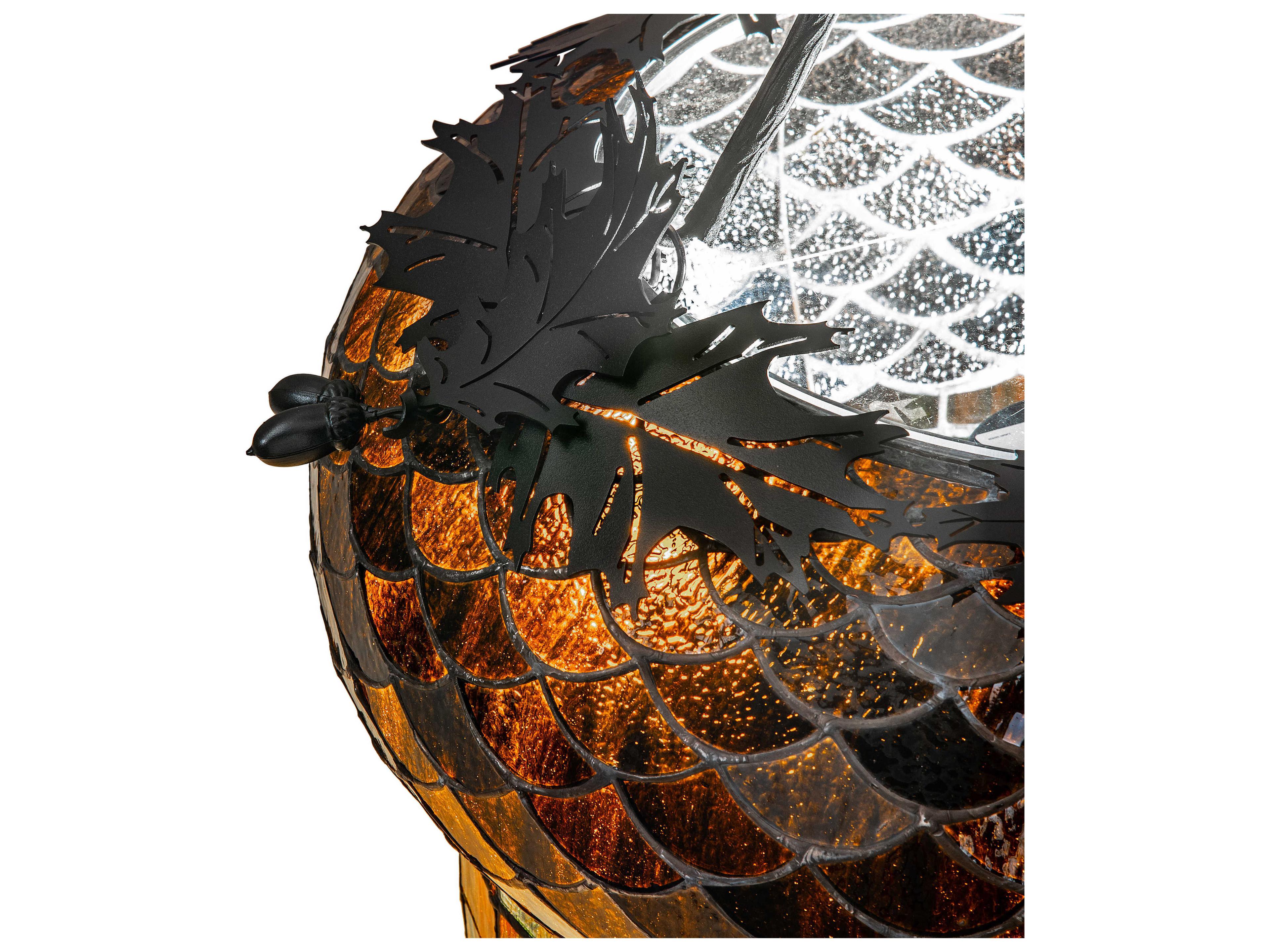 Meyda Greenbriar Oak 3-Light Black Blue Violet Chocolate Brown Crystal Glass Bell Pendant